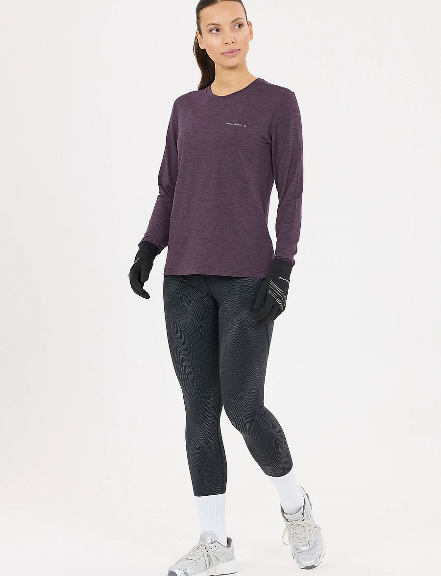 Endurance - Alvaly W Melange L/S Tee - langarmshirts - nightshade - 0