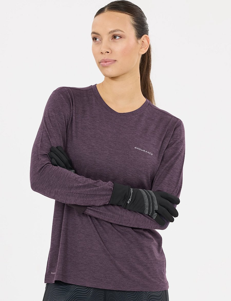 Endurance - Alvaly W Melange L/S Tee - langarmshirts - nightshade - 4