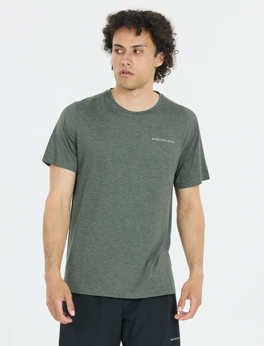 Endurance - Abdon M Melange S/S Tee - t-shirts - balsam green - 5