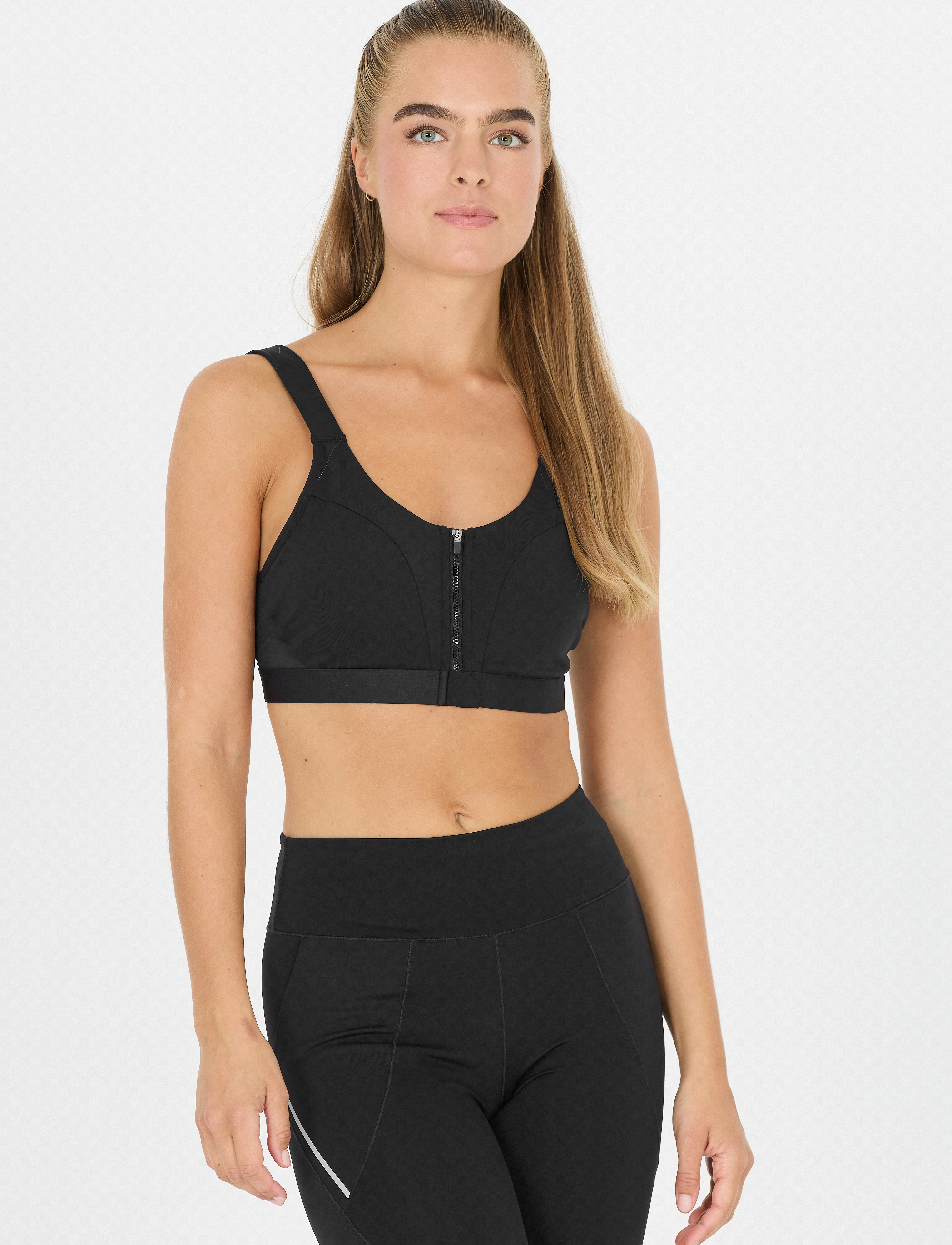 Endurance - Crystale W Zip Sports Bra - high - black - 5