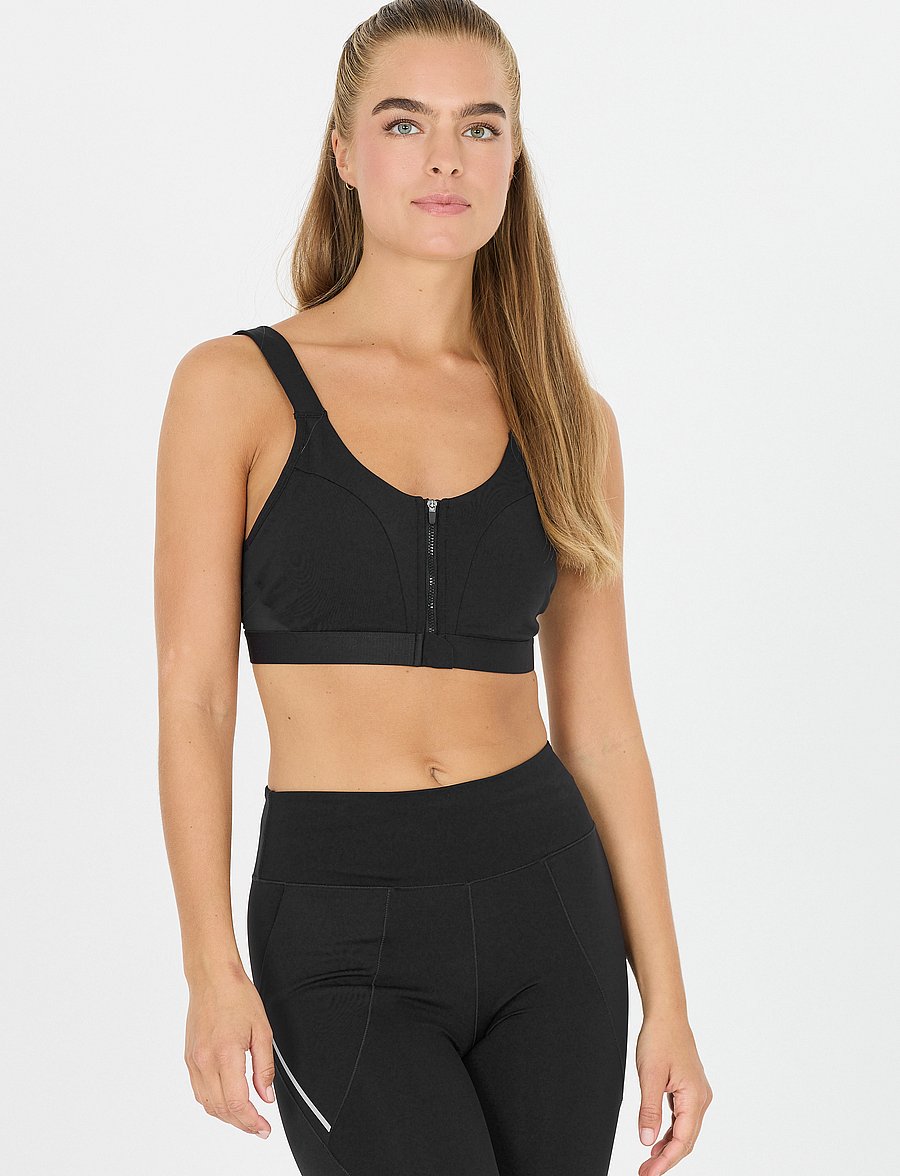 Endurance - Crystale W Zip Sports Bra - high - black - 5
