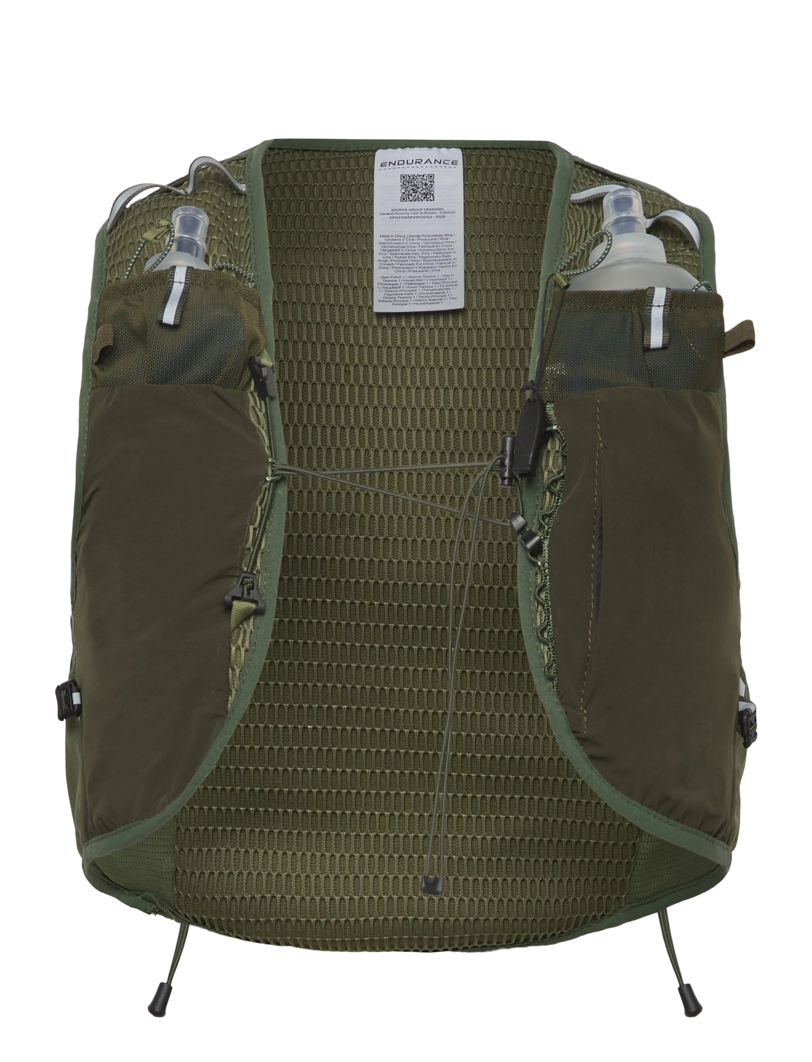 Endurance Genend Running Vest W/Bottles - Løping - BLACK INK / khaki/green