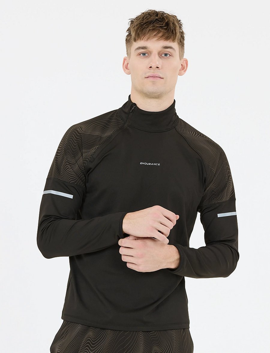 Endurance - Rumbia M Printed Midlayer - fleece & mellanlager - black - 4