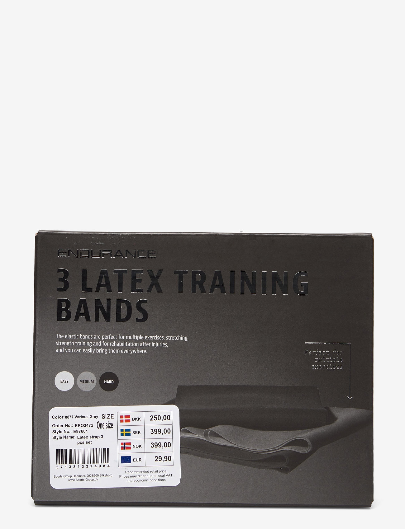 Endurance - Latex strap 3 pcs set - atsparumo juostos - various grey - 1