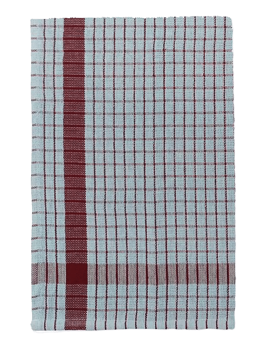 Engholm Textiles - TEA TOWELS RECYCLE - FROTTE - torchons - bordeaux and ice blue - 0