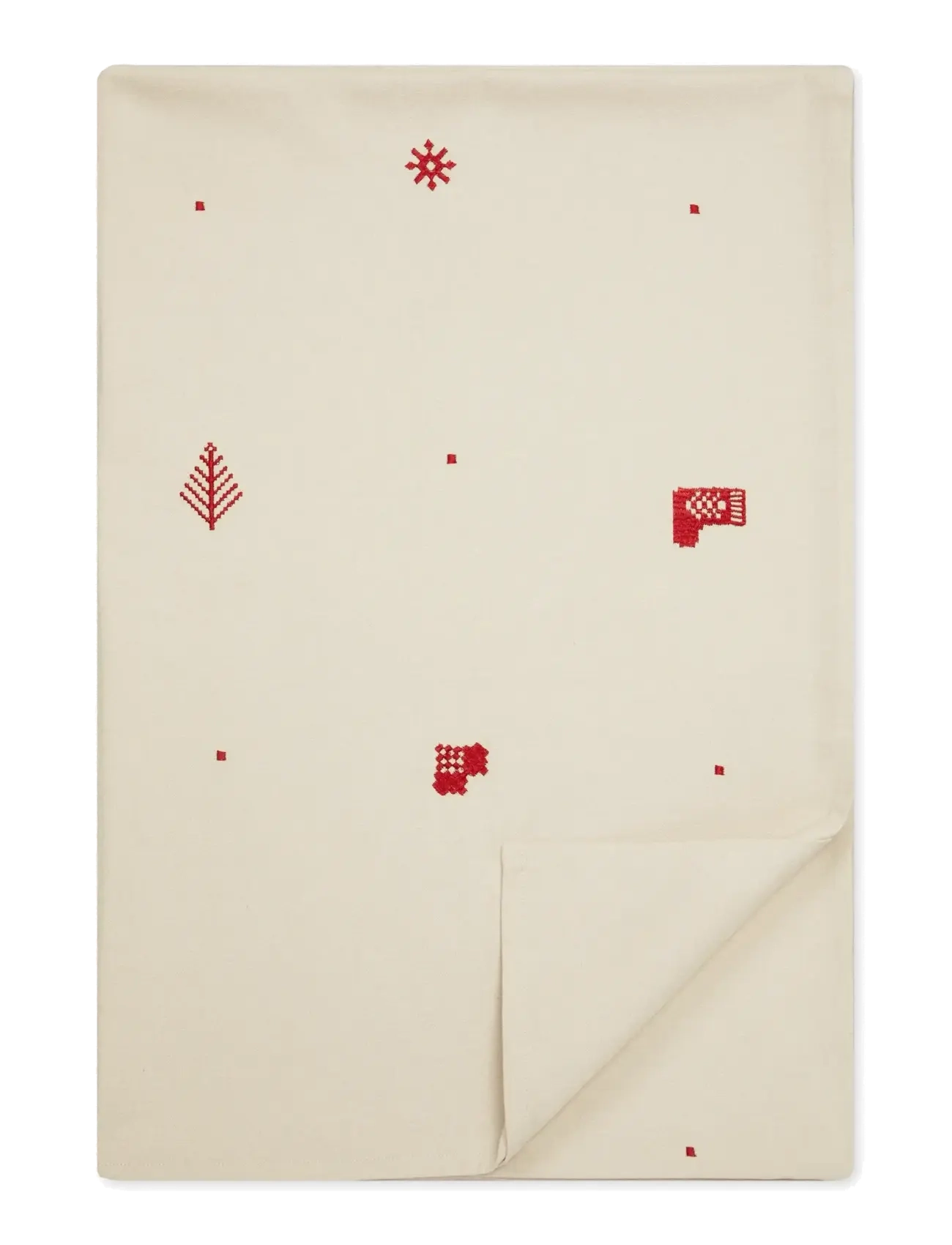 Engholm Textiles Juledug Julia Broderet, Dug og bordløber, Creme, Str: 140X220