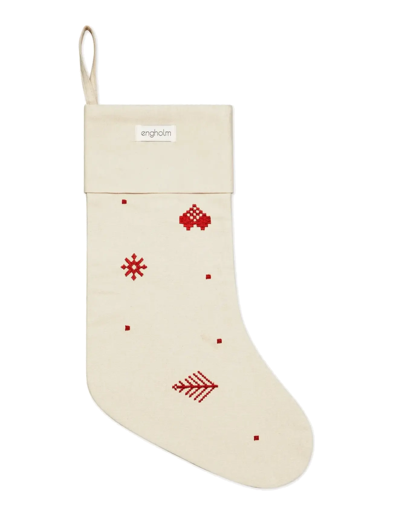 Engholm Textiles JULESOK JULIA BRODERET - Vis alt - RØD / cream