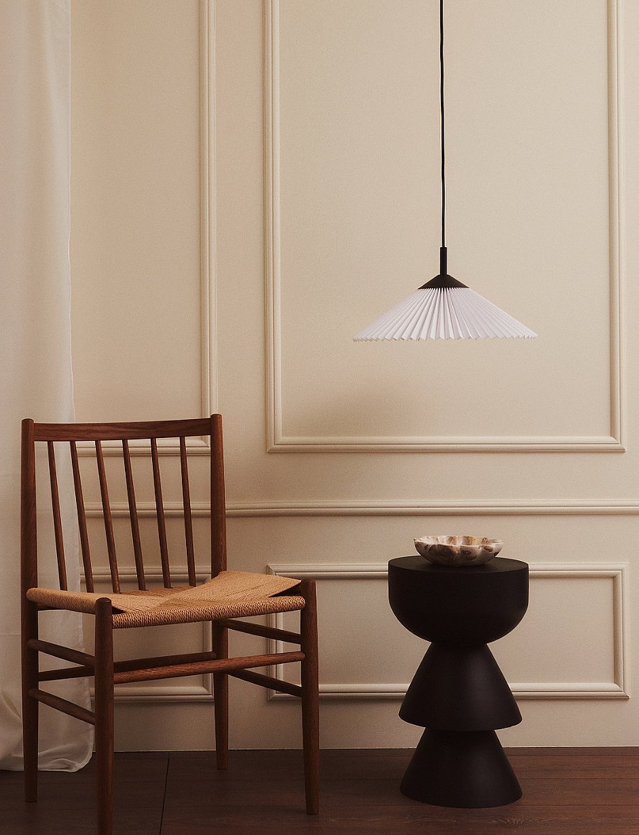 ENKEL LIVING - Cecil Pendant - pendellampen - matt black, white - 0