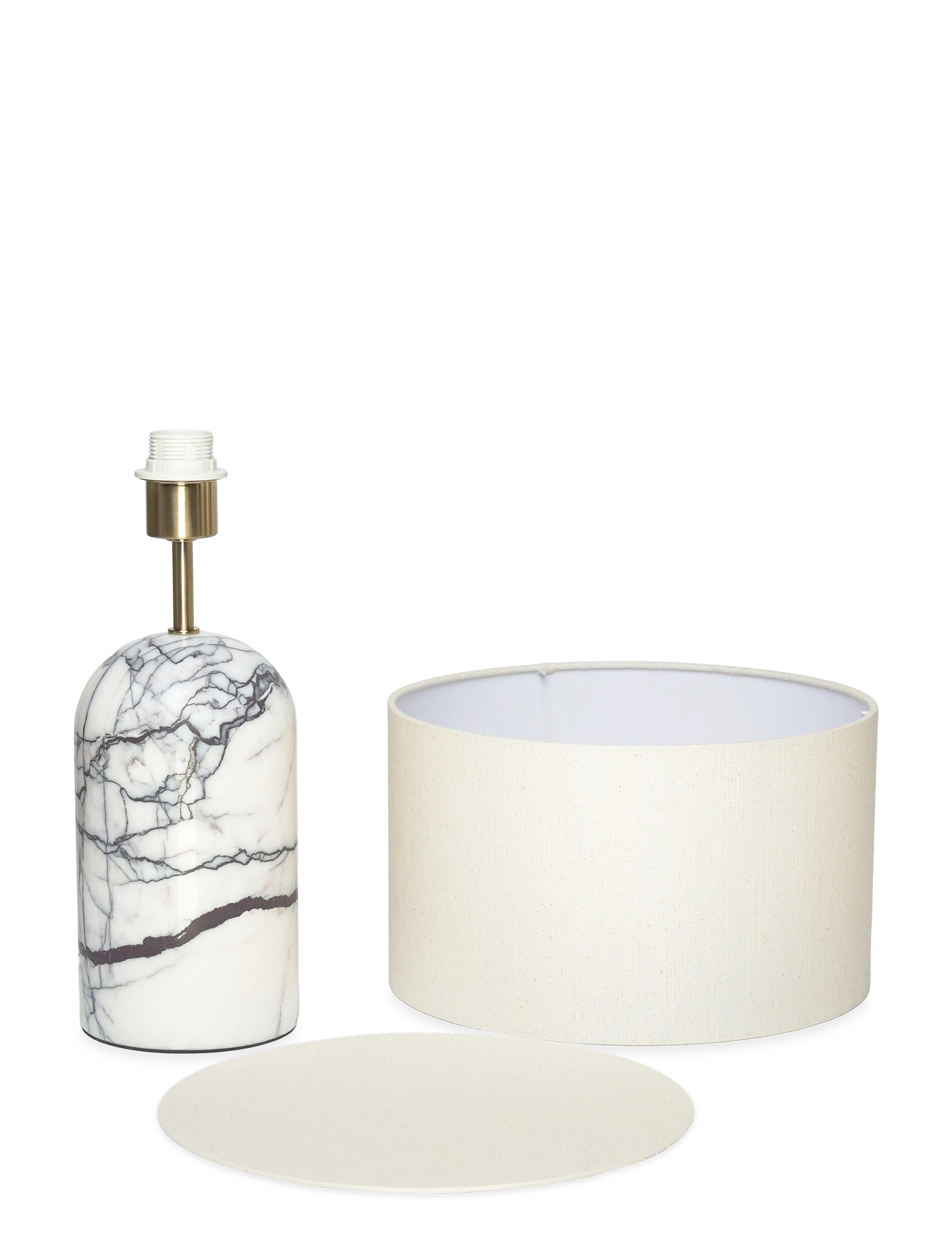 ENKEL LIVING - Flair Table lamp white-black marble base - bordlamper - white-black, natural - 1