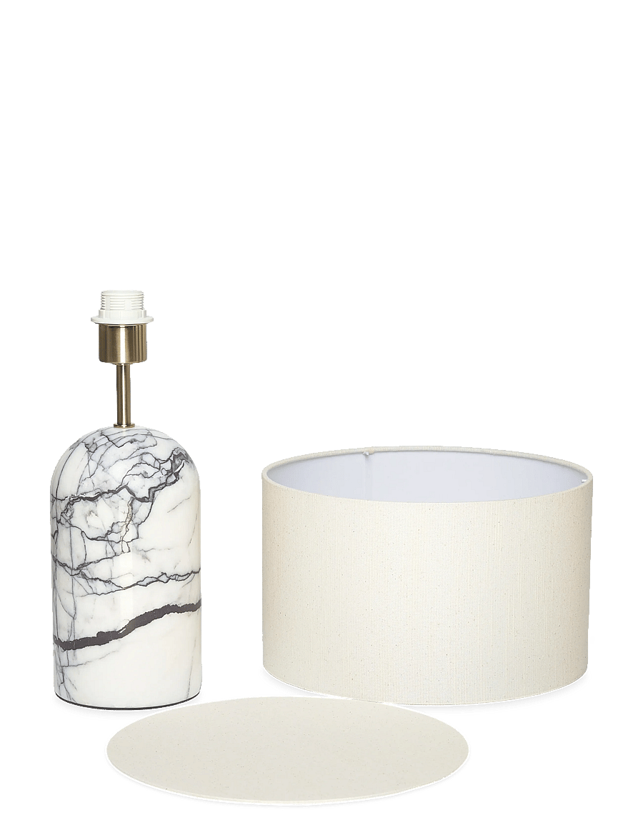ENKEL LIVING - Flair Table lamp white-black marble base - schreibtisch- & tischlampen - white-black, natural - 1