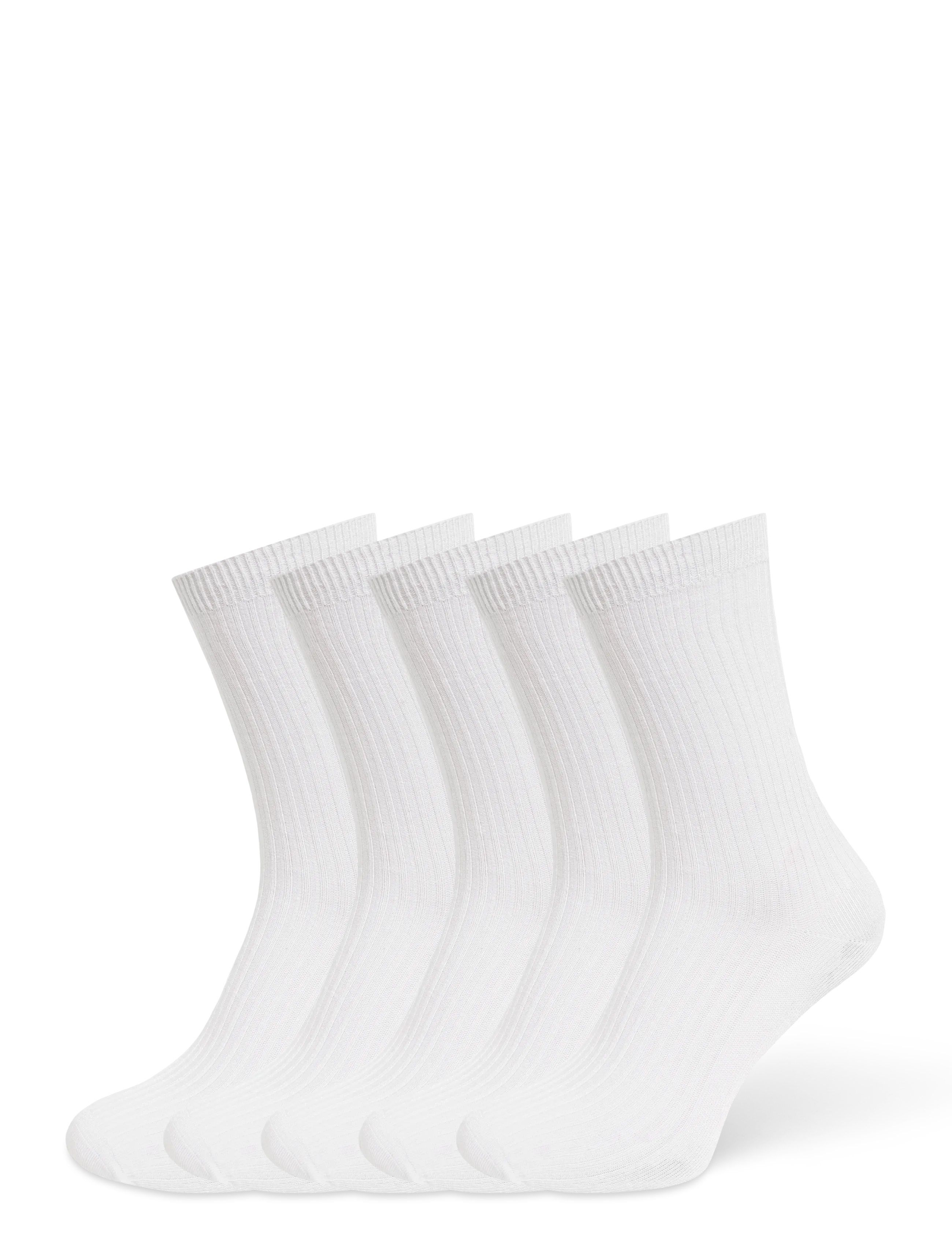 Enkel Studio Ribbed Bamboo Sock 5pk ESLILLY - Lange strømper - WHITE / white