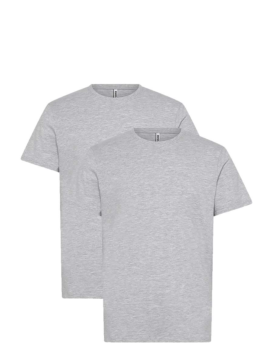 Enkel Studio - O-neck tee 2-pack ESOSCAR - multipack t-shirts - grey melange - 1