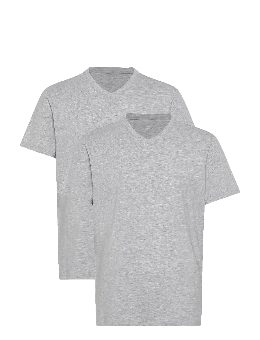 Enkel Studio - V-neck tee 2-pack ESNOHR - multipack t-shirts - grey melange - 1
