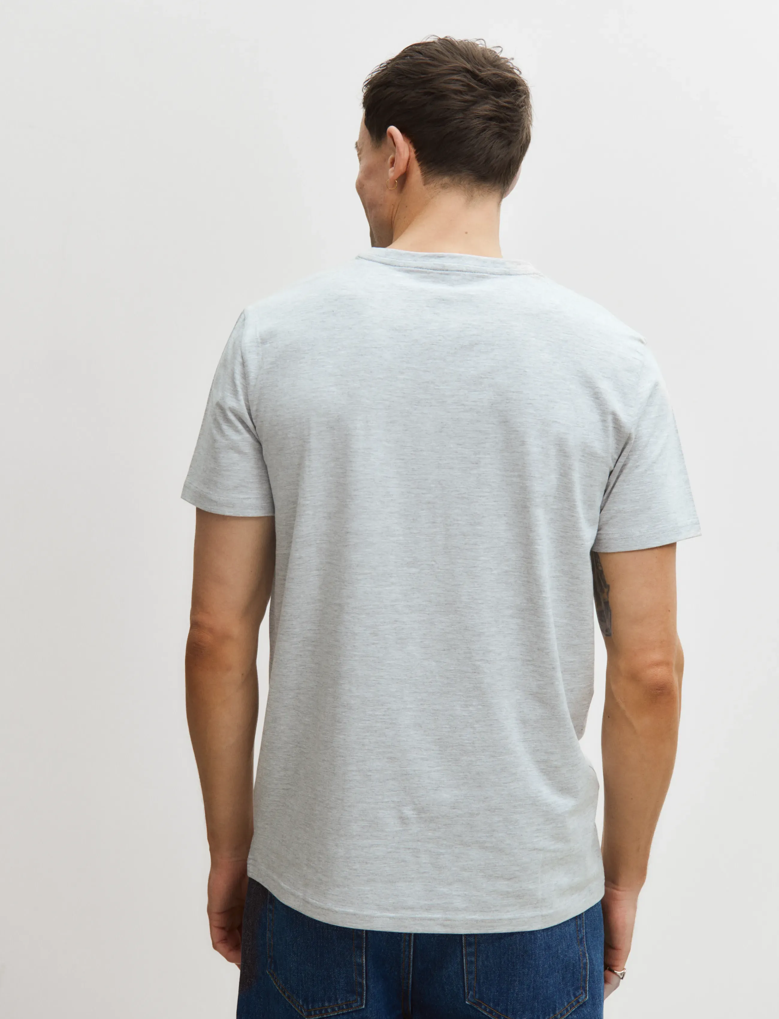 Enkel Studio - V-neck tee 2-pack ESNOHR - kortärmade t-shirts - grey melange - 2
