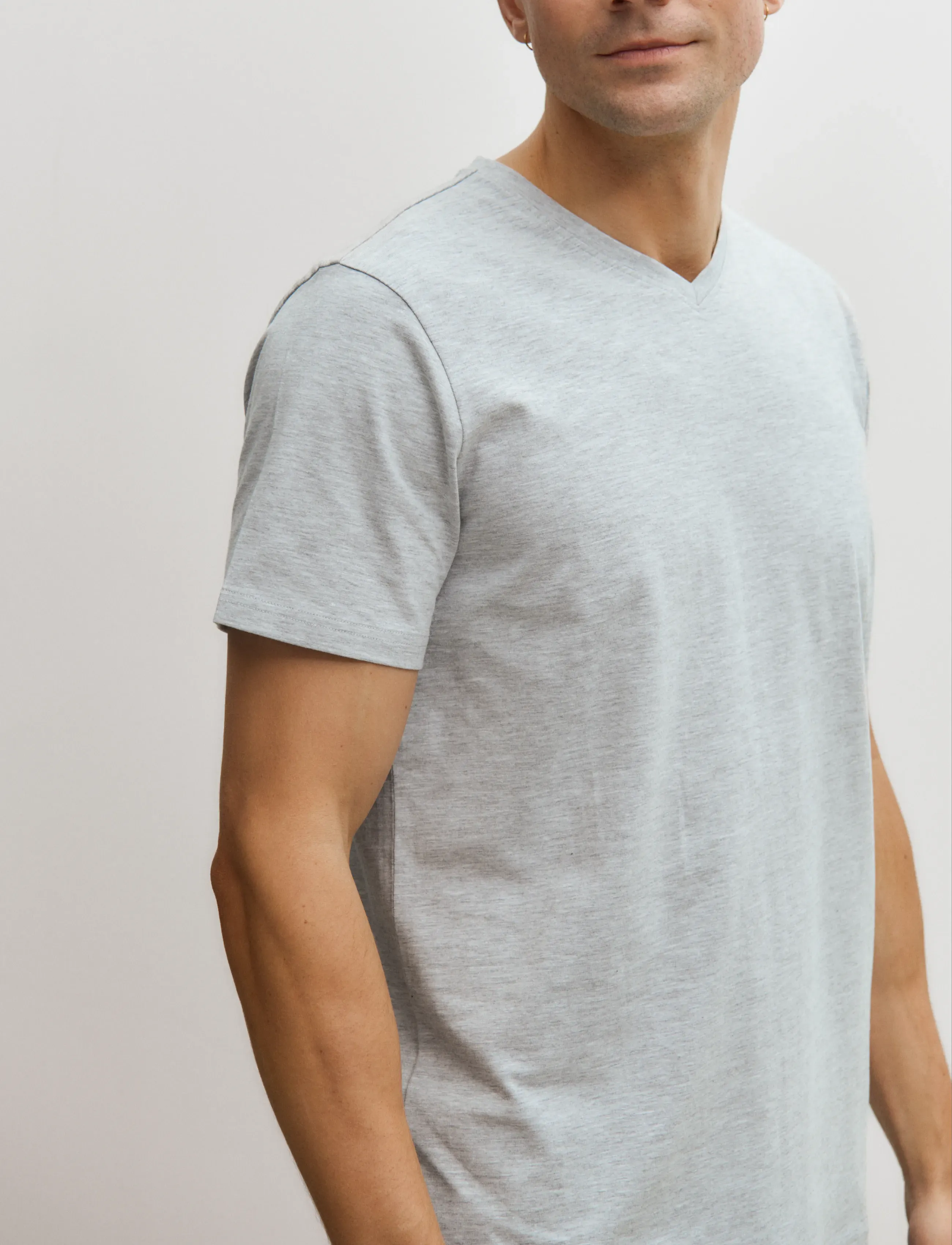 Enkel Studio - V-neck tee 2-pack ESNOHR - kortärmade t-shirts - grey melange - 3