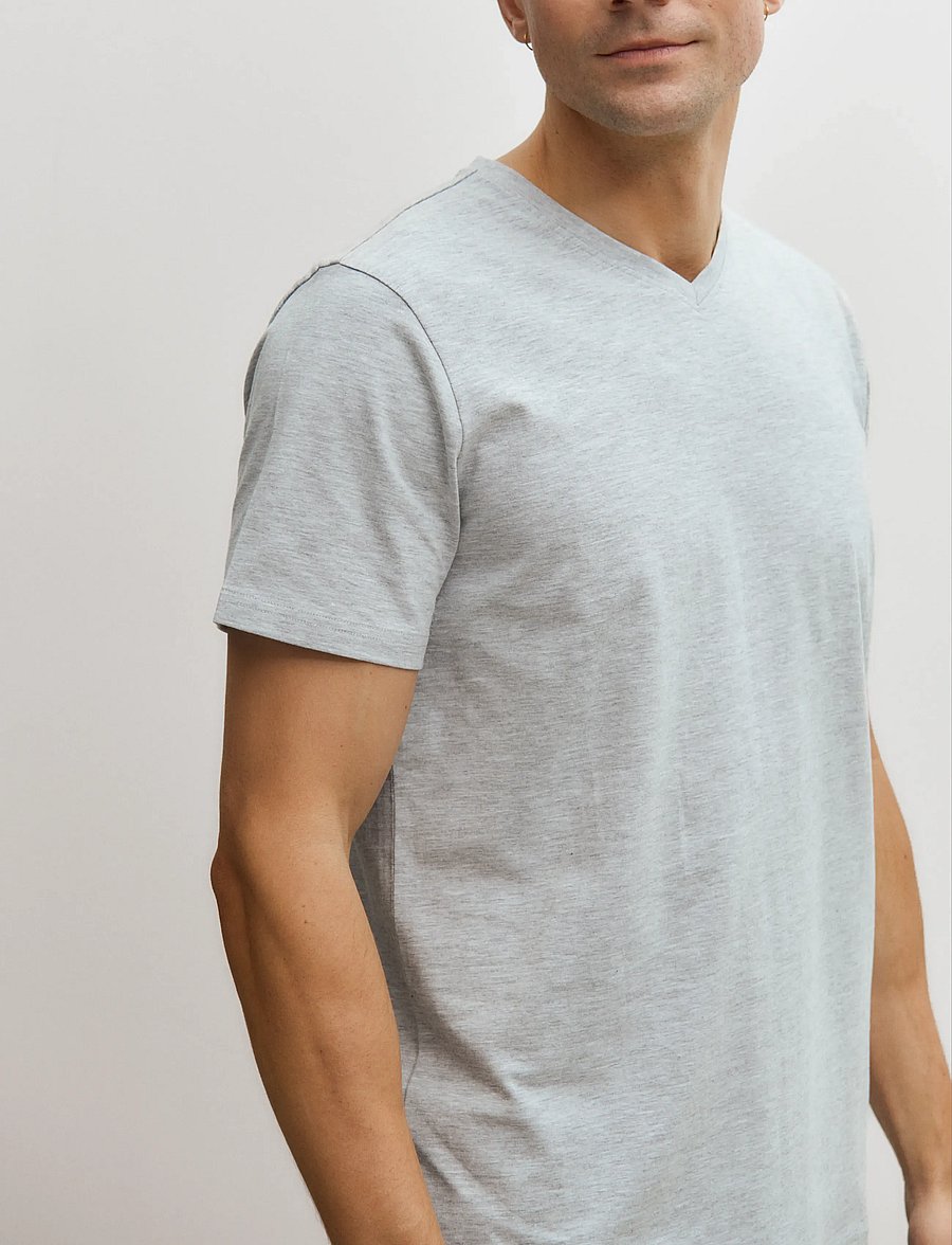 Enkel Studio - V-neck tee 2-pack ESNOHR - multipack t-shirts - grey melange - 4