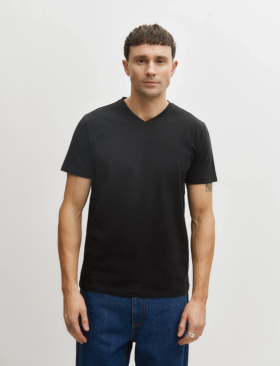 Enkel Studio - V-neck tee 2-pack ESNOHR - multipack t-shirts - svart - 0