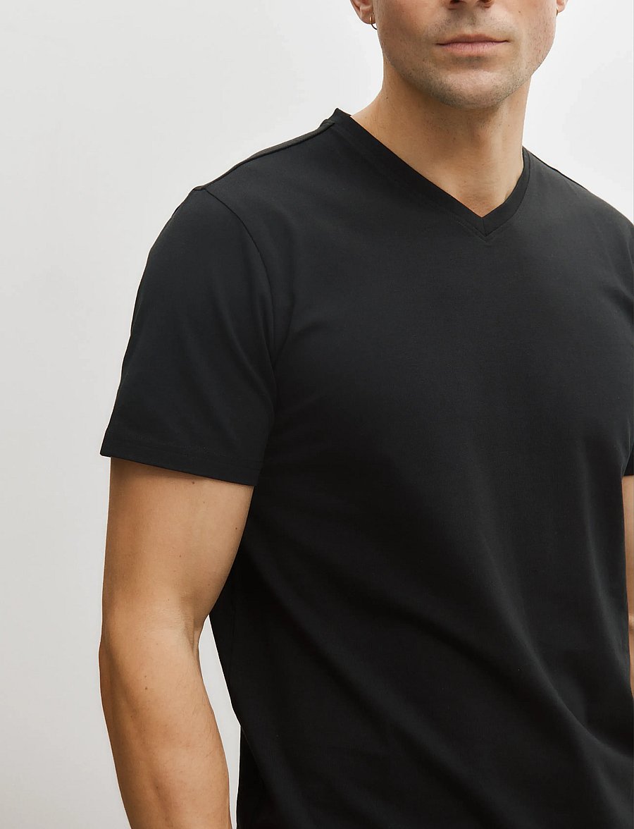 Enkel Studio - V-neck tee 2-pack ESNOHR - multipack t-shirts - svart - 3