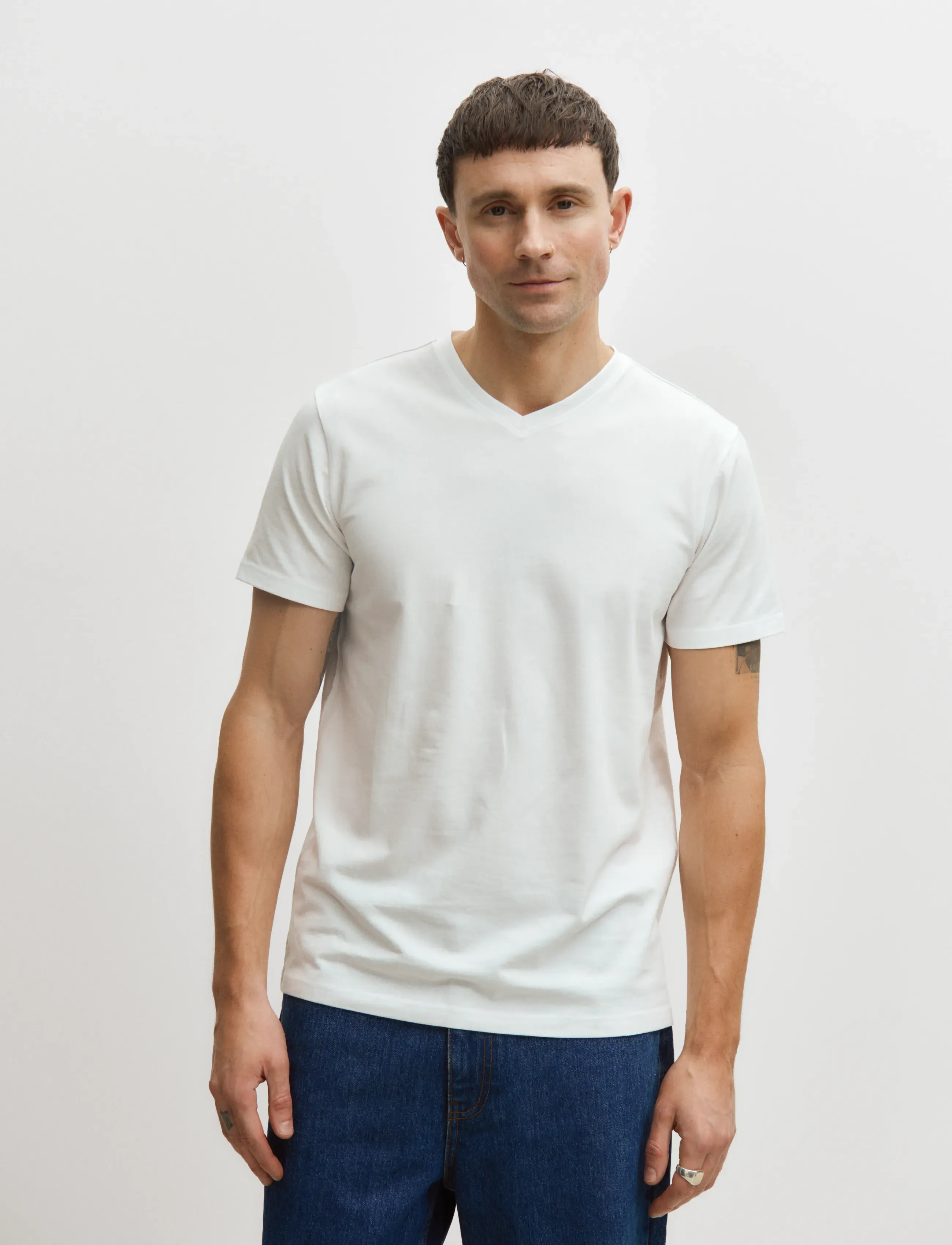 Enkel Studio V-neck tee 2-pack ESNOHR - T-shirts - WHITE / white