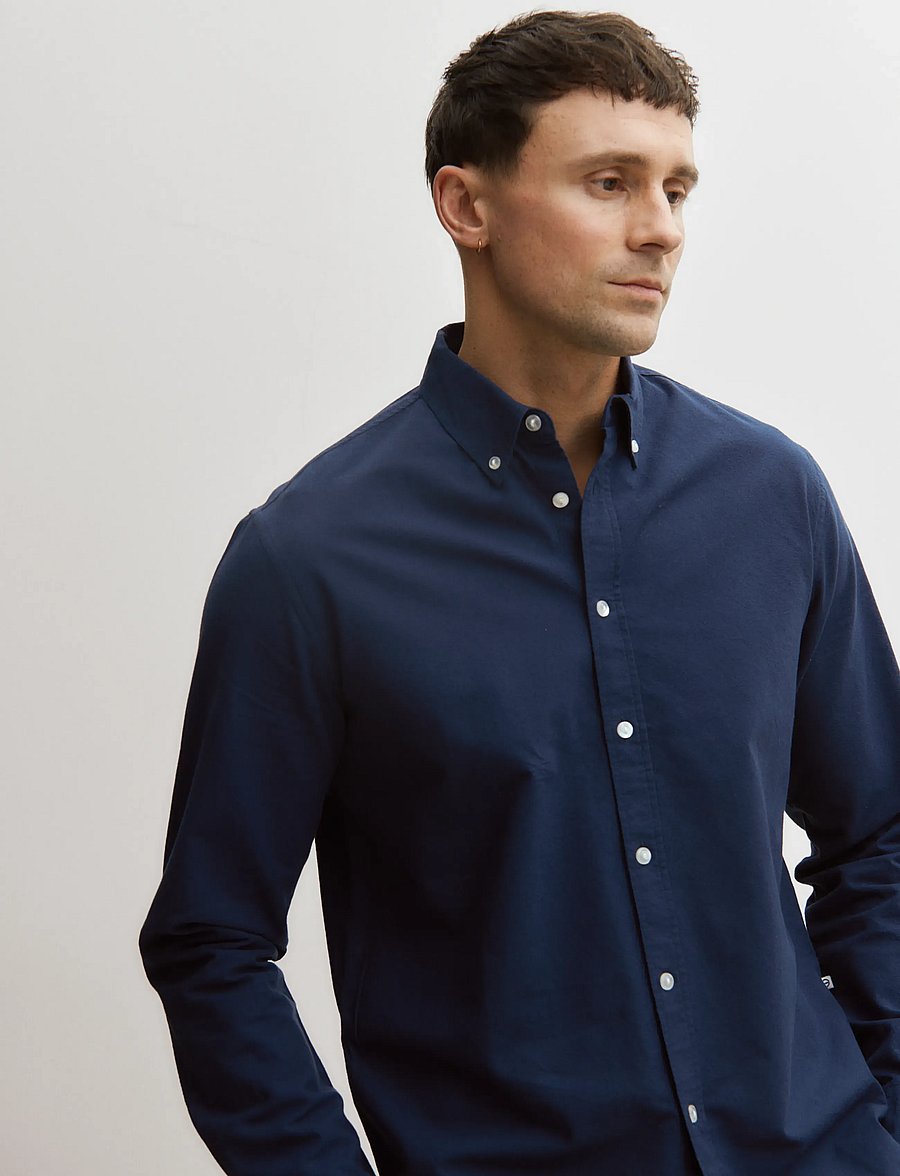 Enkel Studio - Oxford LS shirt ESALFRED - oxford skjorter - navy - 4