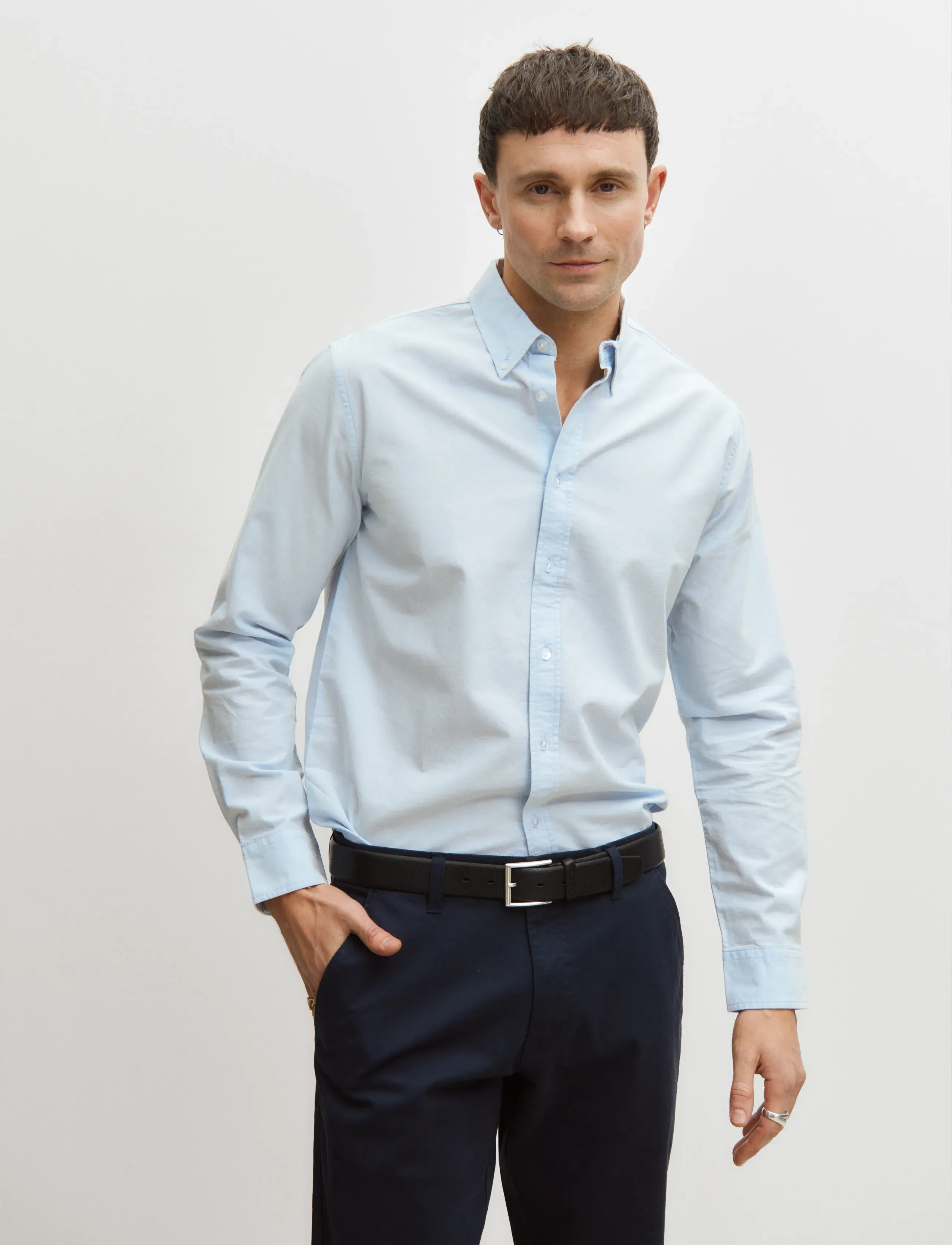 Enkel Studio Oxford LS shirt ESALFRED - Kläder - SKYEBLUE / blue