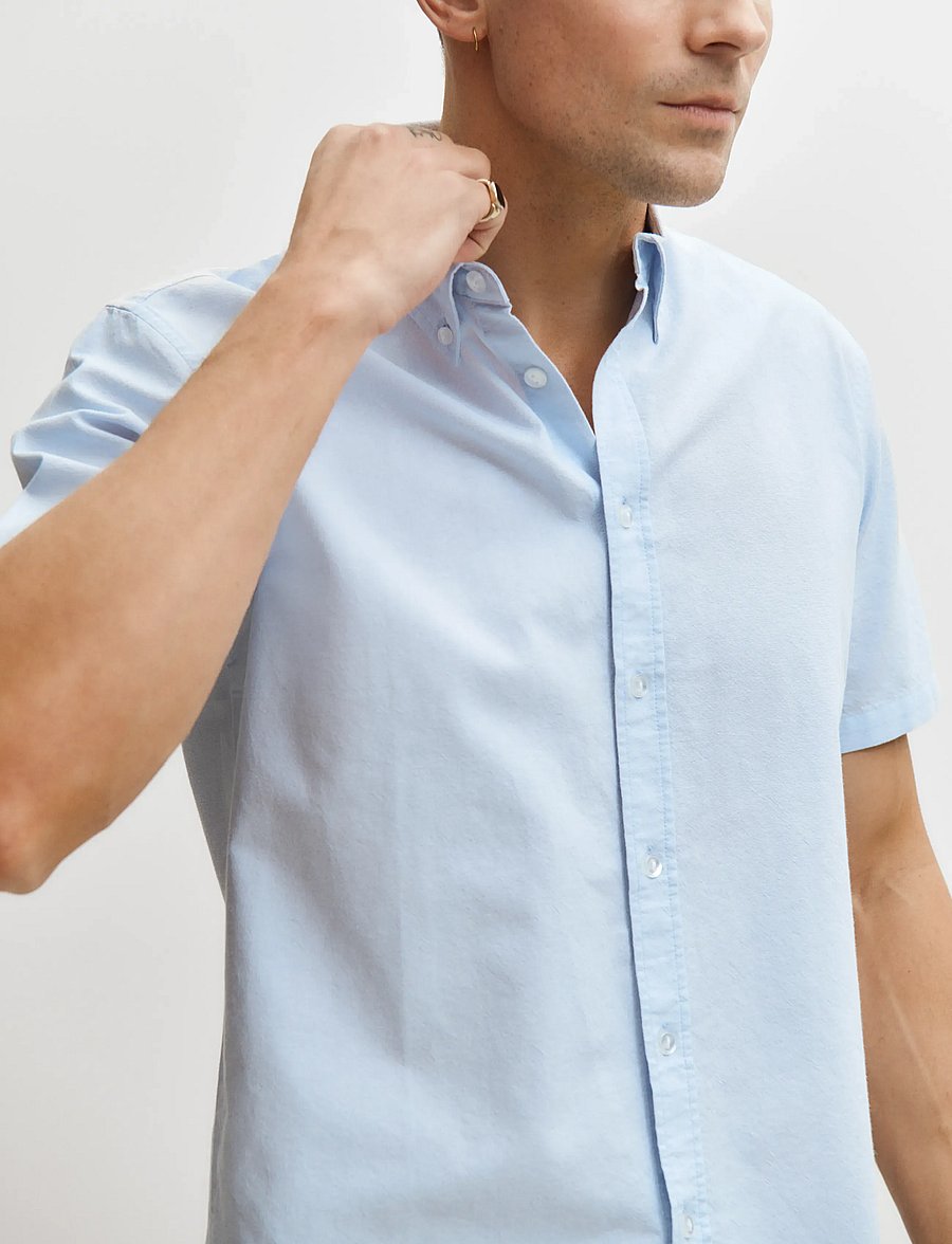 Enkel Studio - Oxford SS shirt ESEMIL - oxford-skjortor - sky blue - 4