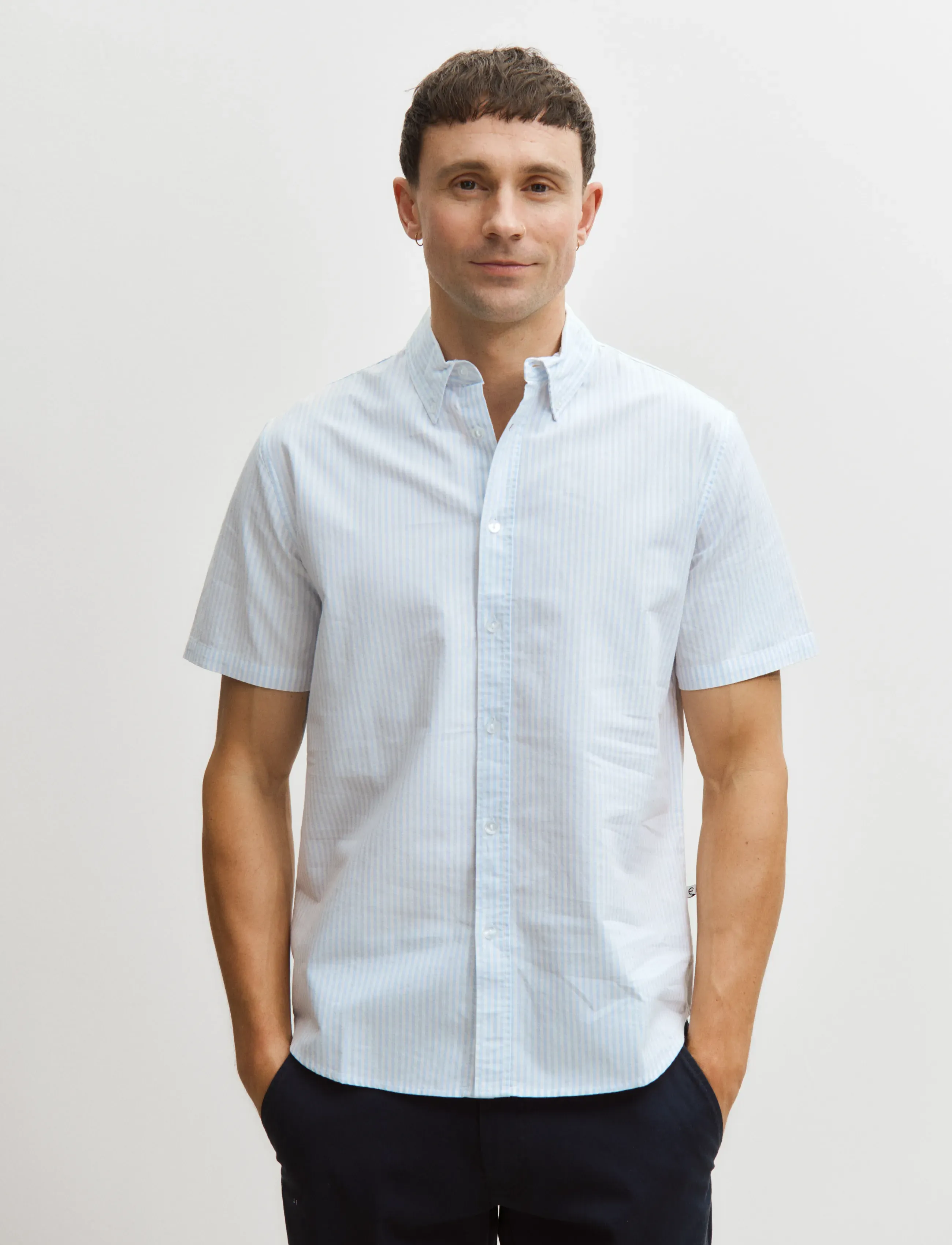 Enkel Studio Oxford SS shirt ESEMIL - Skjortor - STRIPED / blue
