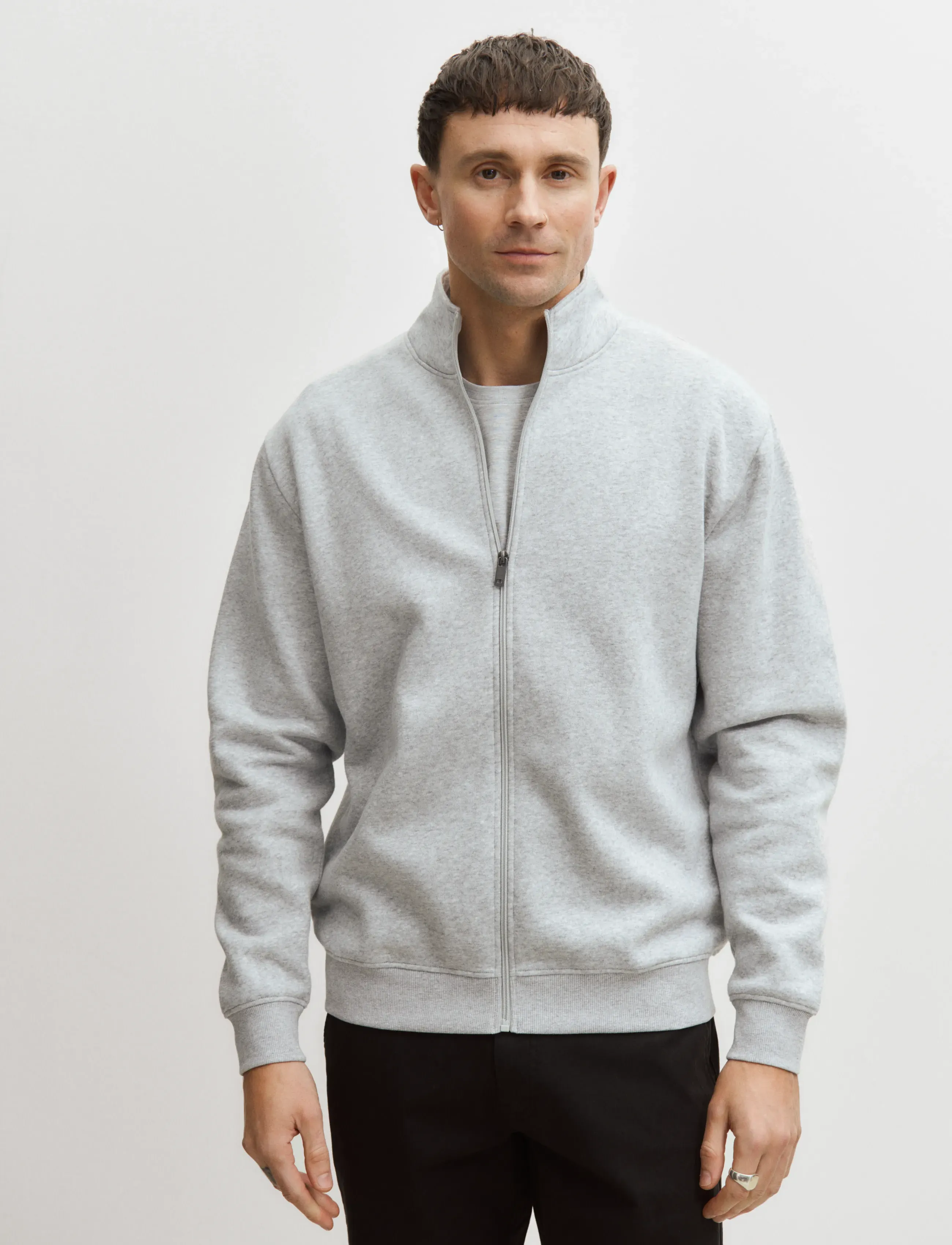 Enkel Studio Crew Neck full zip ESJOHAN - Basplagg - GREY MELANGE / grey