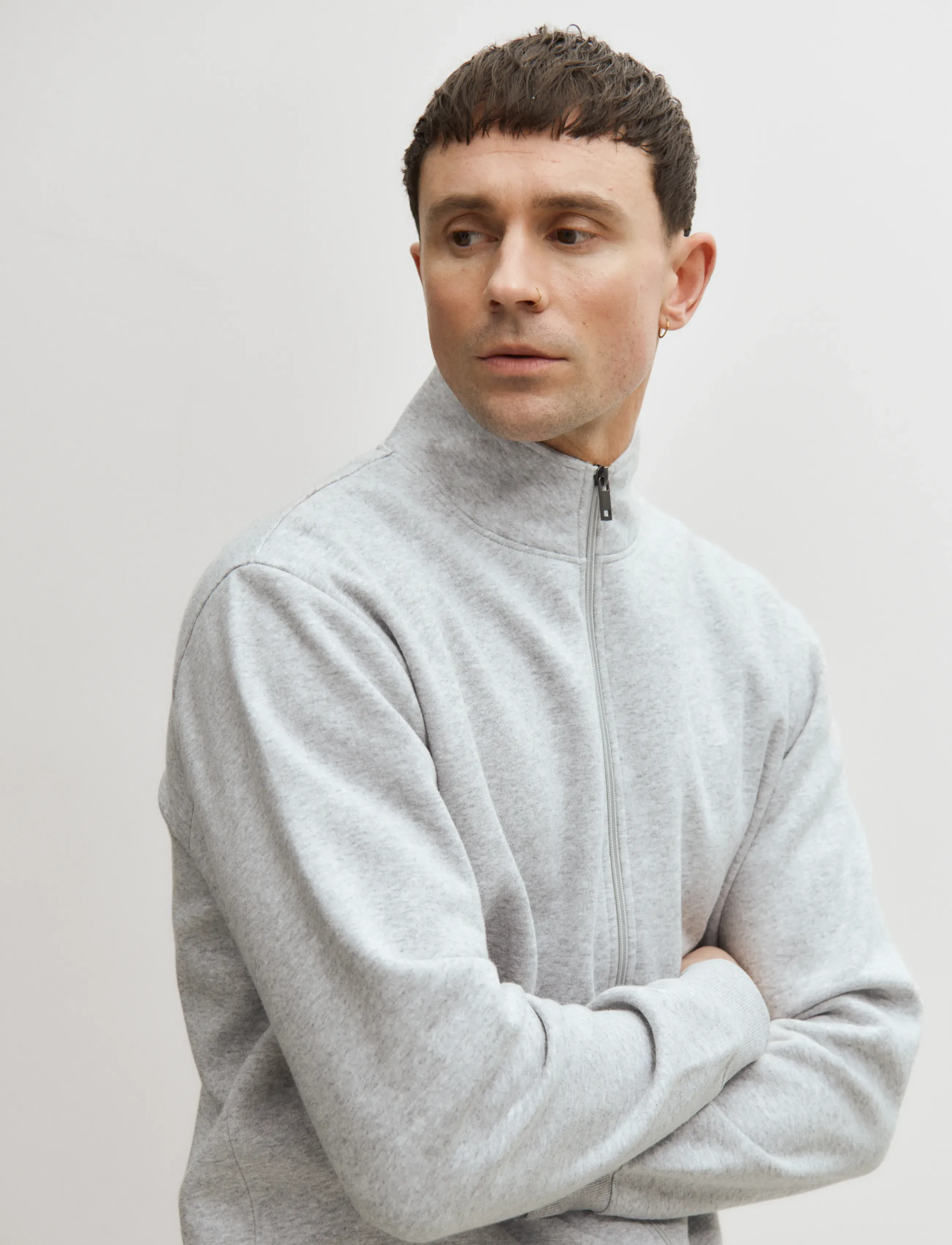 Enkel Studio - Crew Neck full zip ESJOHAN - sweatshirts - grey melange - 4