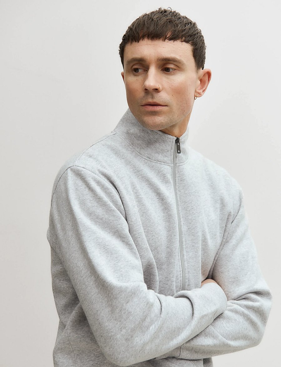 Enkel Studio - Crew Neck full zip ESJOHAN - sweatshirts - grey melange - 4