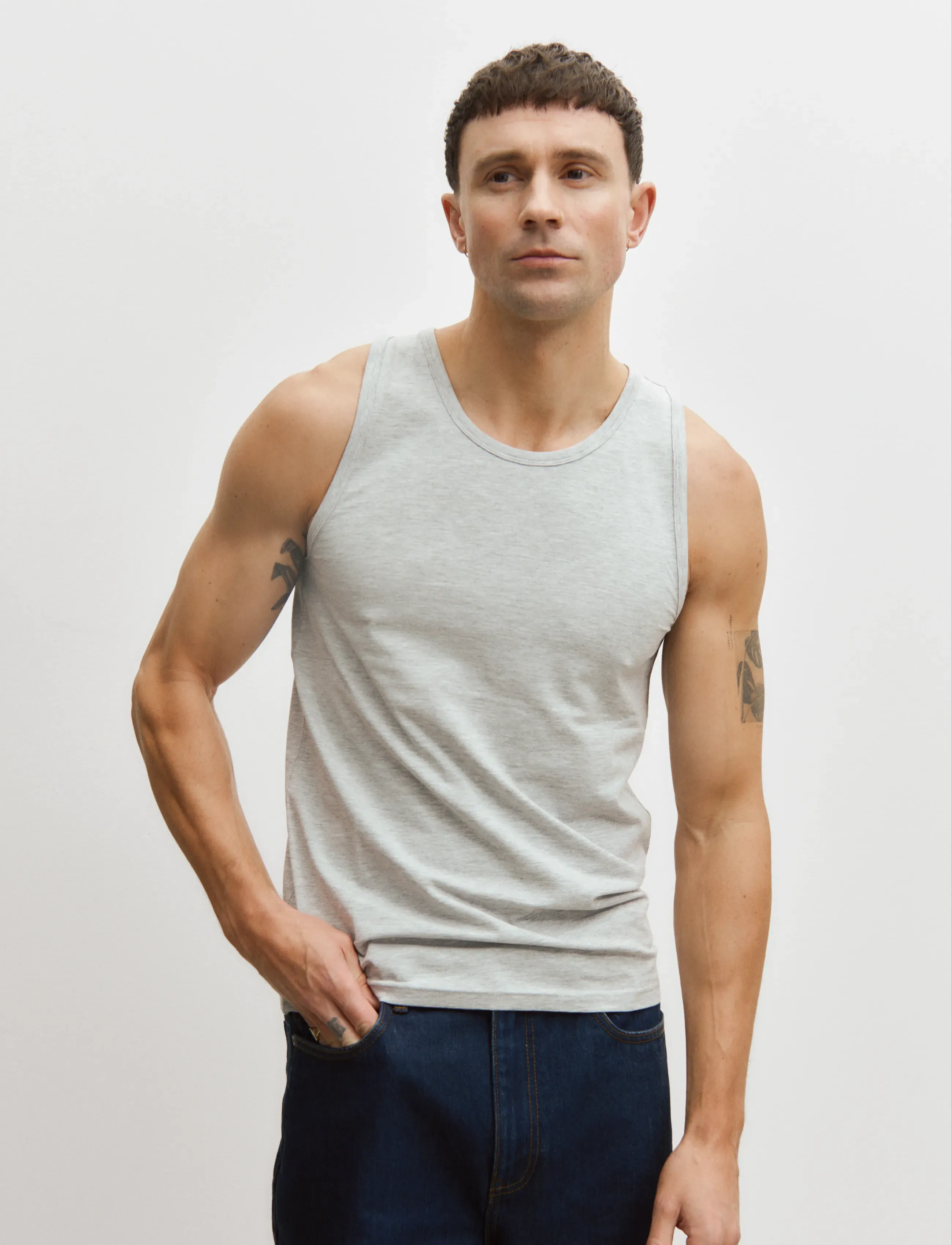 Enkel Studio Tank top 2-pack ESWILLIAM - Pyjamaoberteil - GREY MELANGE / grey