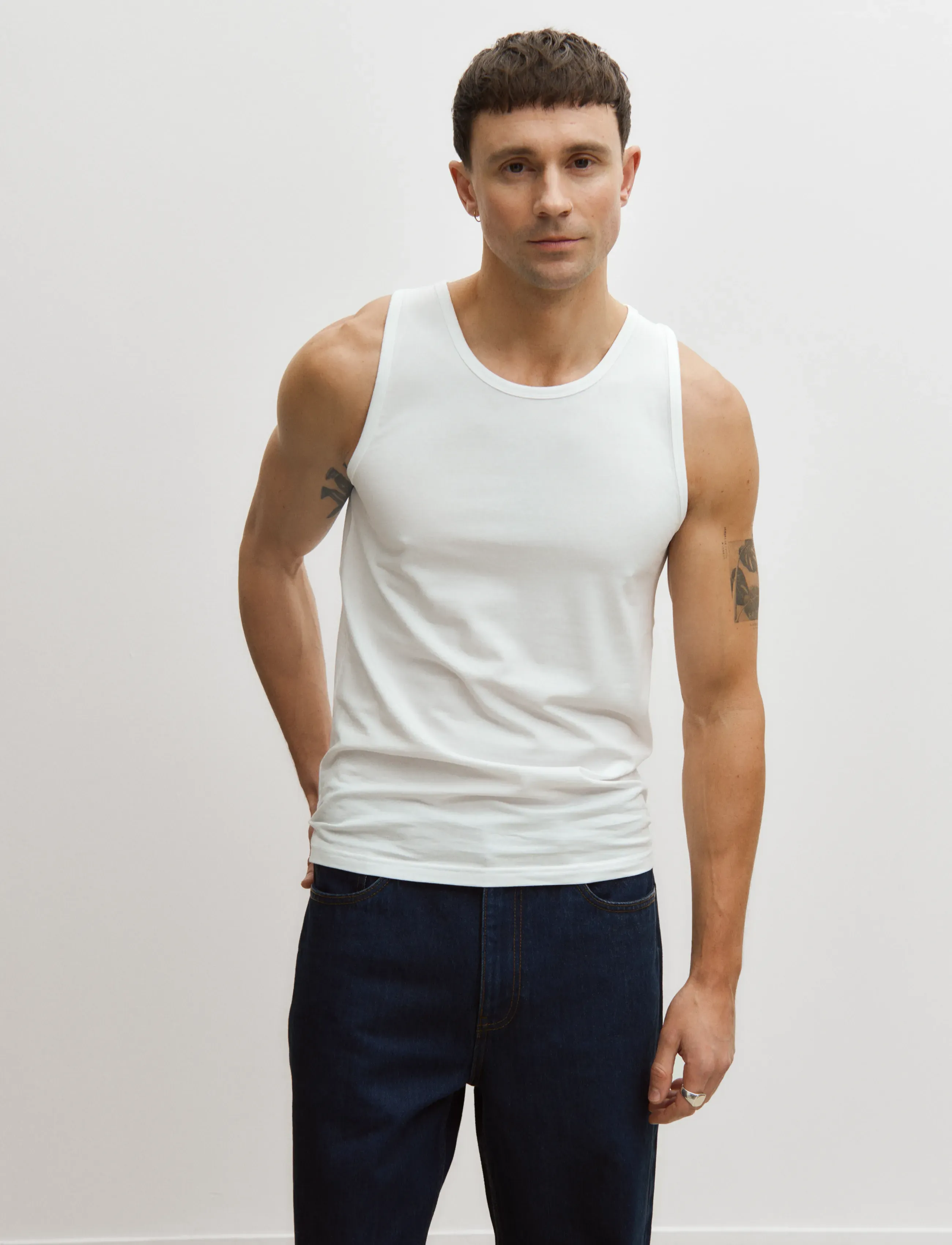 Enkel Studio Tank Top 2-Pack Eswilliam, Mænd, Tanktop 2-Pak, Hvid, Str: S