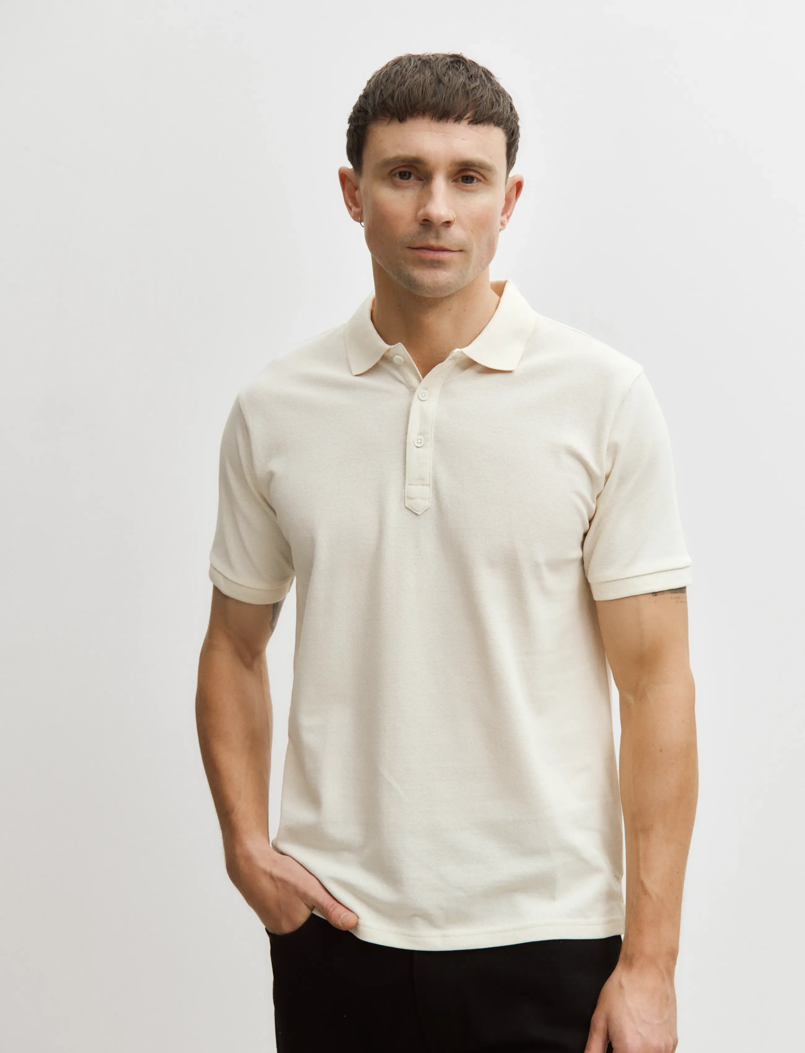 Enkel Studio Polo Shirt, Mænd, Polo Shirt, Cream, Str: L
