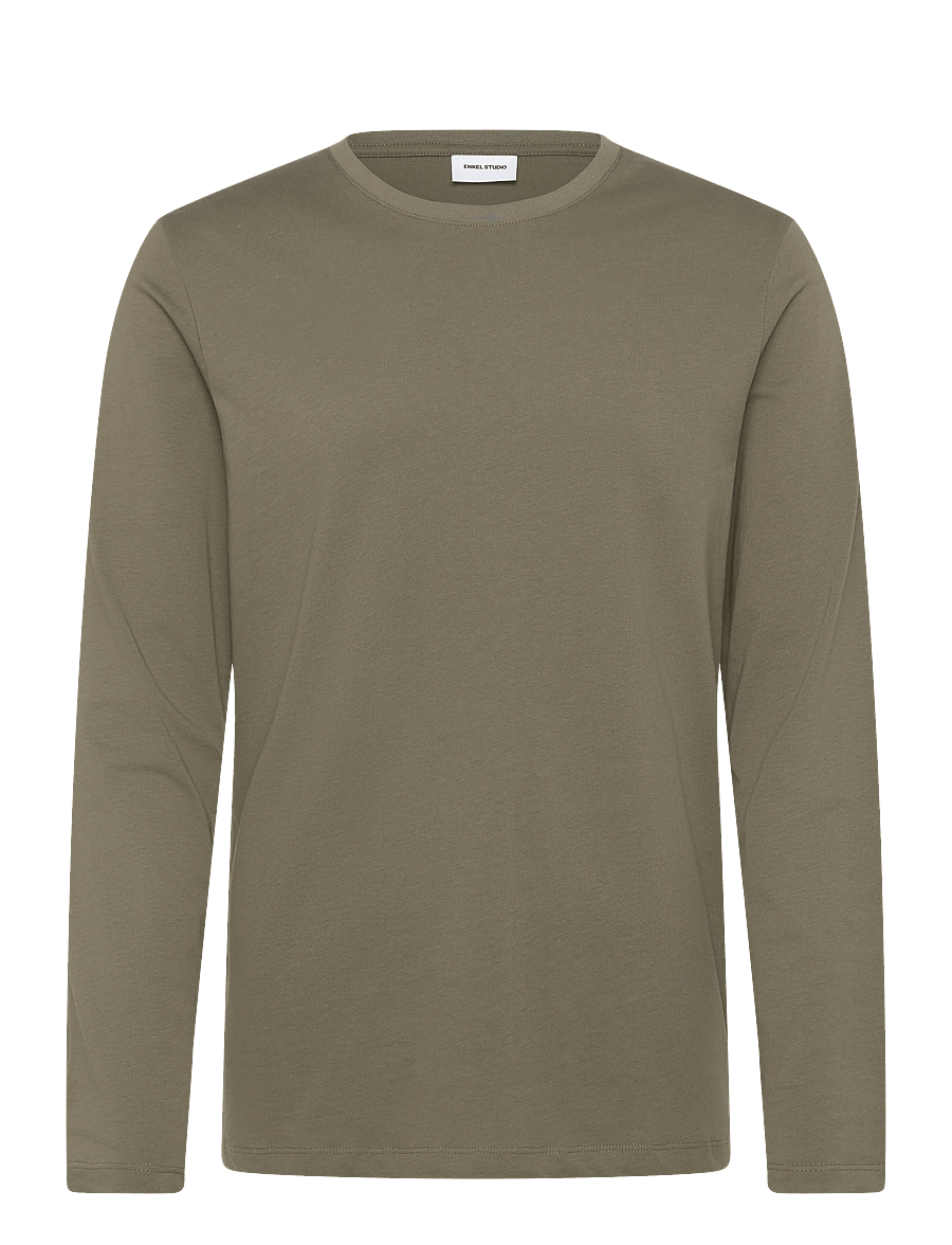 Enkel Studio - Basic o-neck tee L/S - long-sleeved t-shirts - army - 1