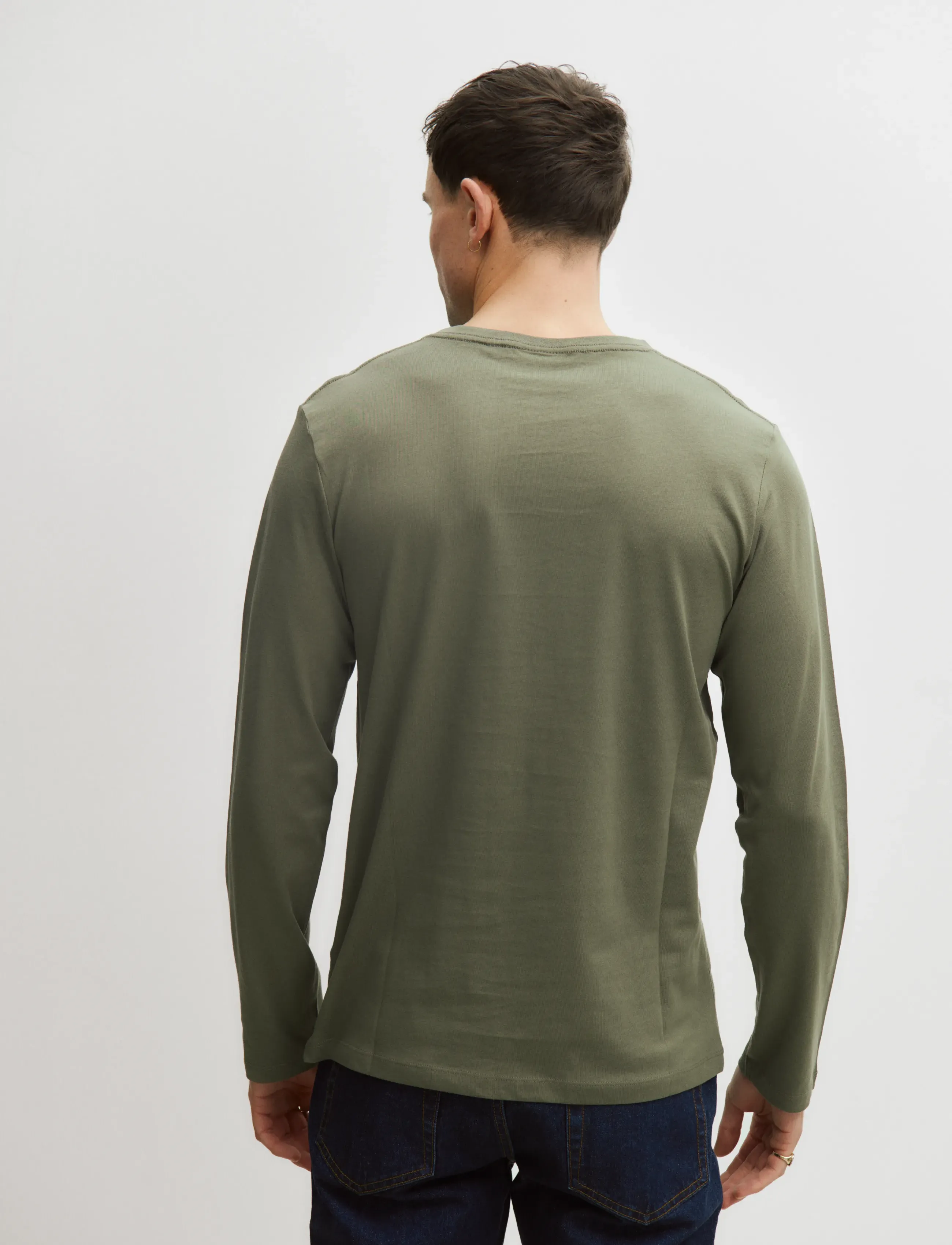 Enkel Studio - Basic o-neck tee L/S - long-sleeved t-shirts - army - 3