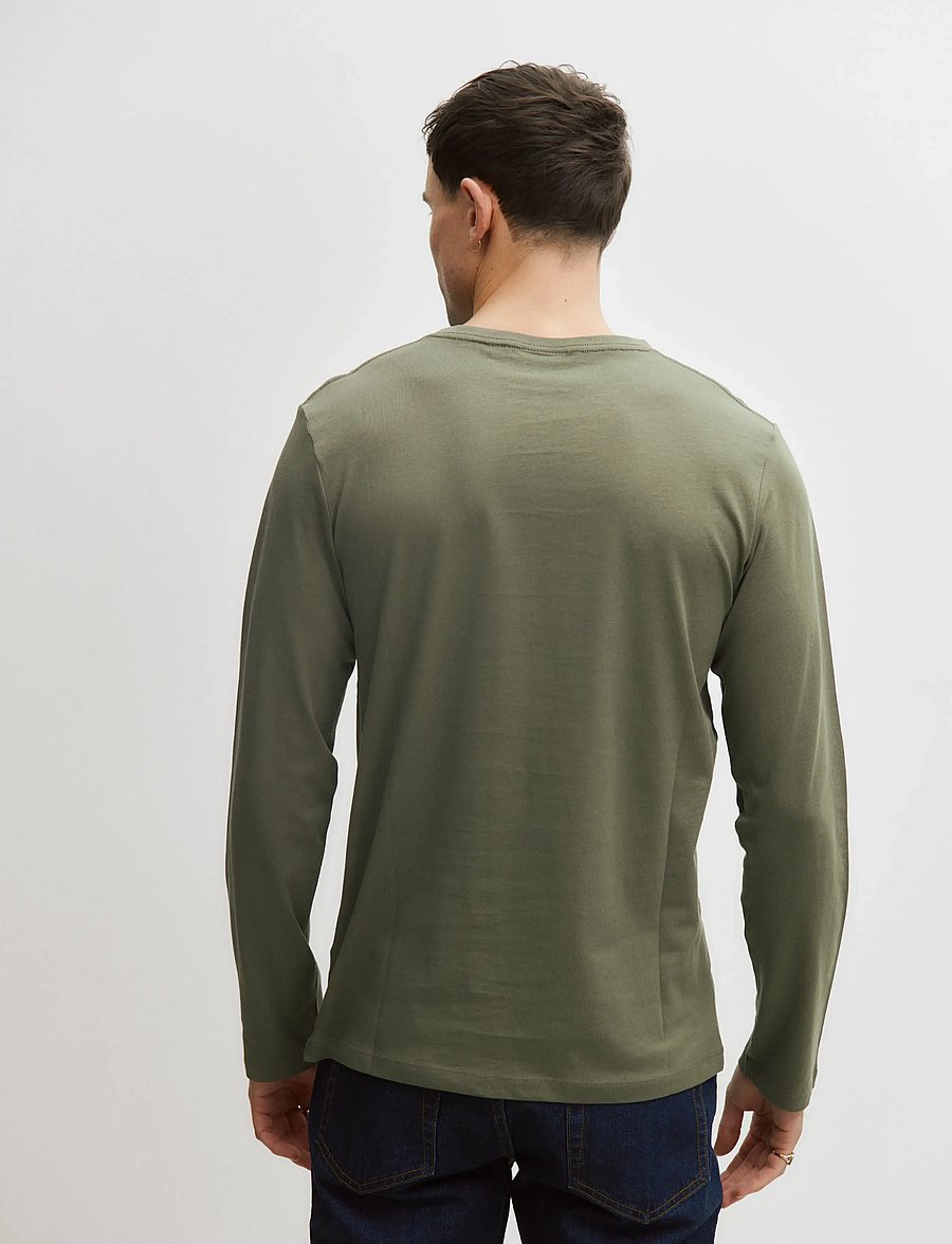 Enkel Studio - Basic o-neck tee L/S - long-sleeved t-shirts - army - 3