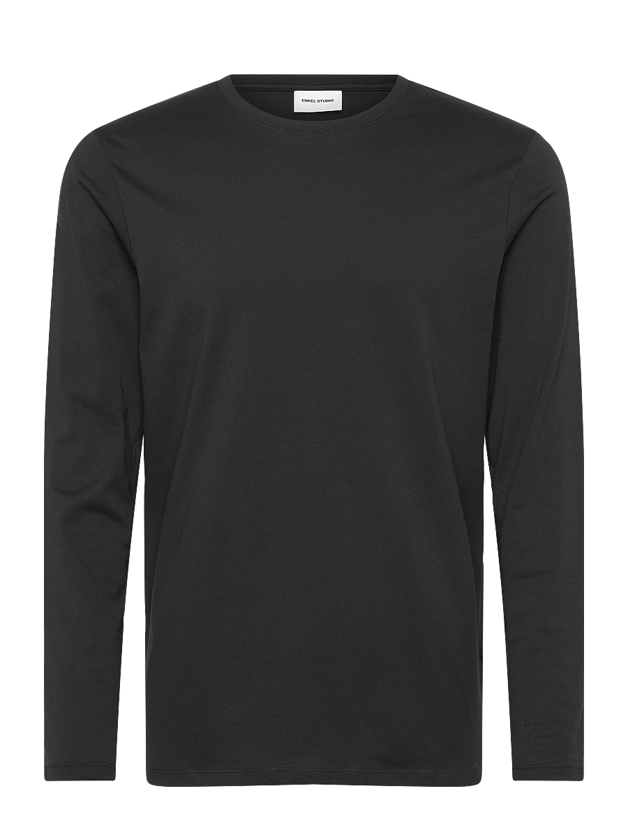 Enkel Studio - Basic o-neck tee L/S - long-sleeved t-shirts - black - 1