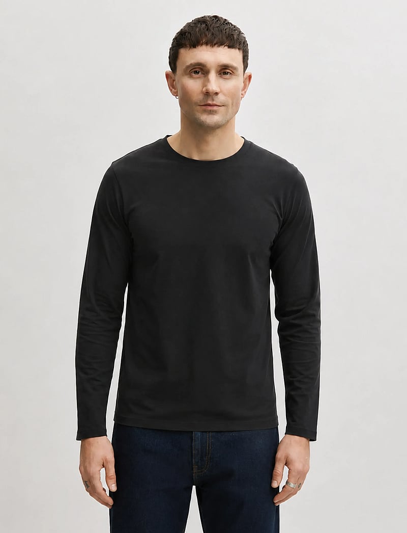 Enkel Studio - Basic o-neck tee L/S - pikkade varrukatega t-särgid - black - 0