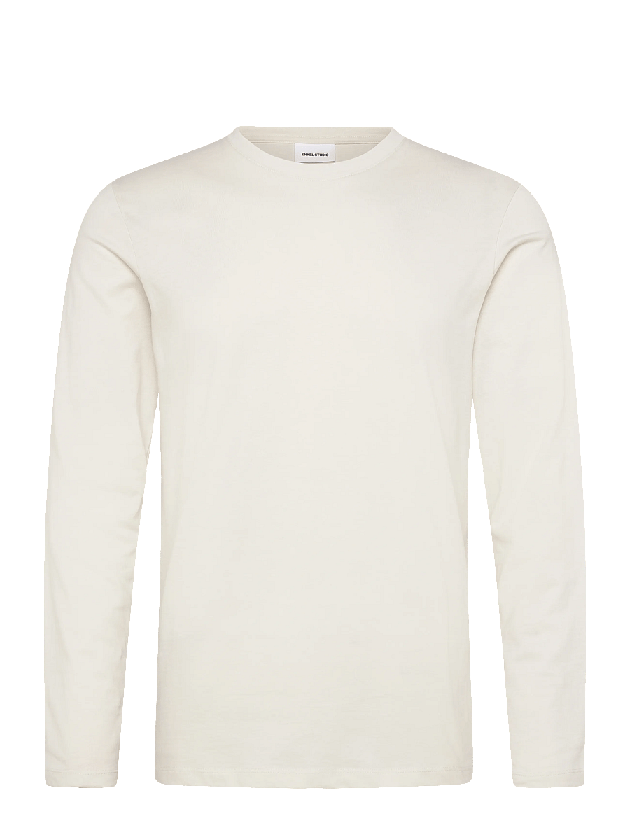 Enkel Studio - Basic o-neck tee L/S - long-sleeved t-shirts - bone white - 1