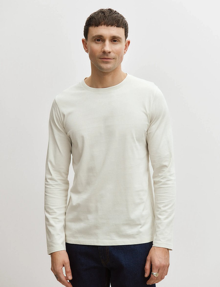 Enkel Studio - Basic o-neck tee L/S - long-sleeved t-shirts - bone white - 0