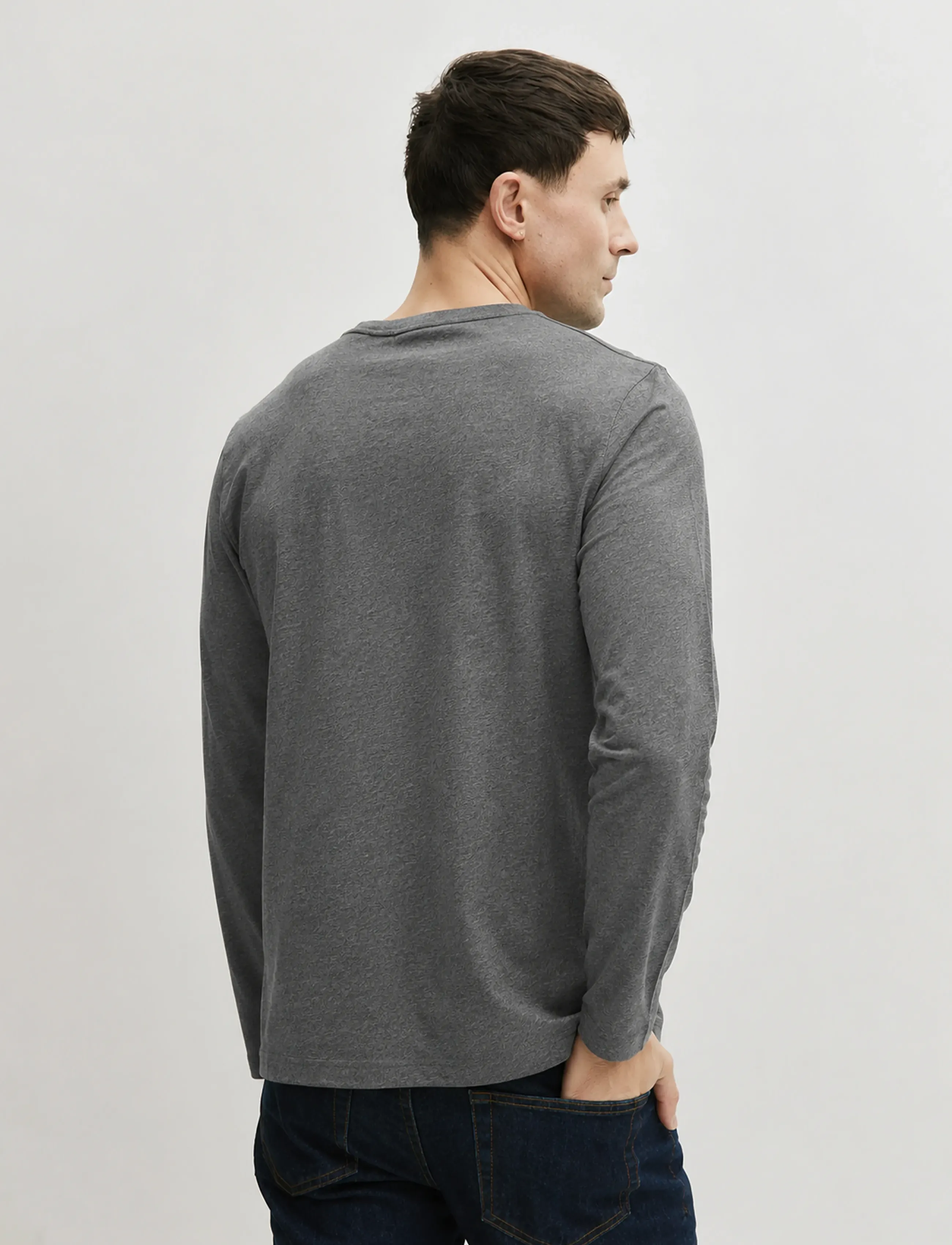 Enkel Studio - Basic o-neck tee L/S - long-sleeved t-shirts - dk grey - 3