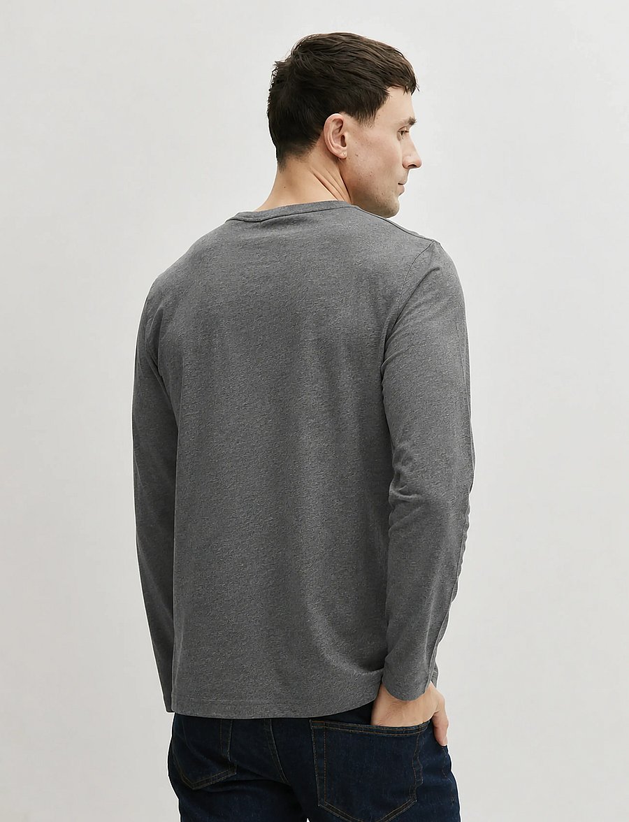 Enkel Studio - Basic o-neck tee L/S - long-sleeved t-shirts - dk grey - 3