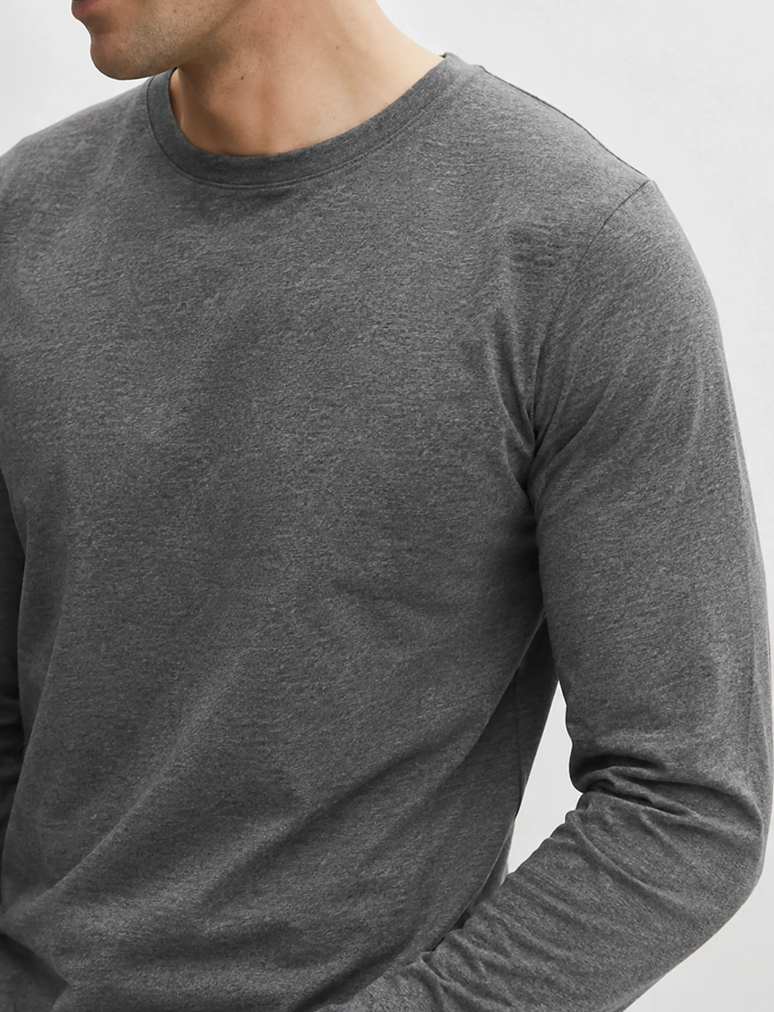 Enkel Studio - Basic o-neck tee L/S - long-sleeved t-shirts - dk grey - 4