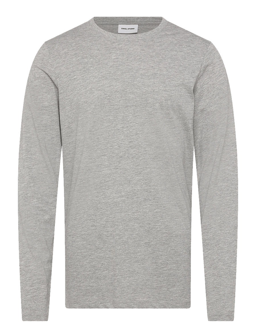Enkel Studio - Basic o-neck tee L/S - langärmelig - grey mel - 1