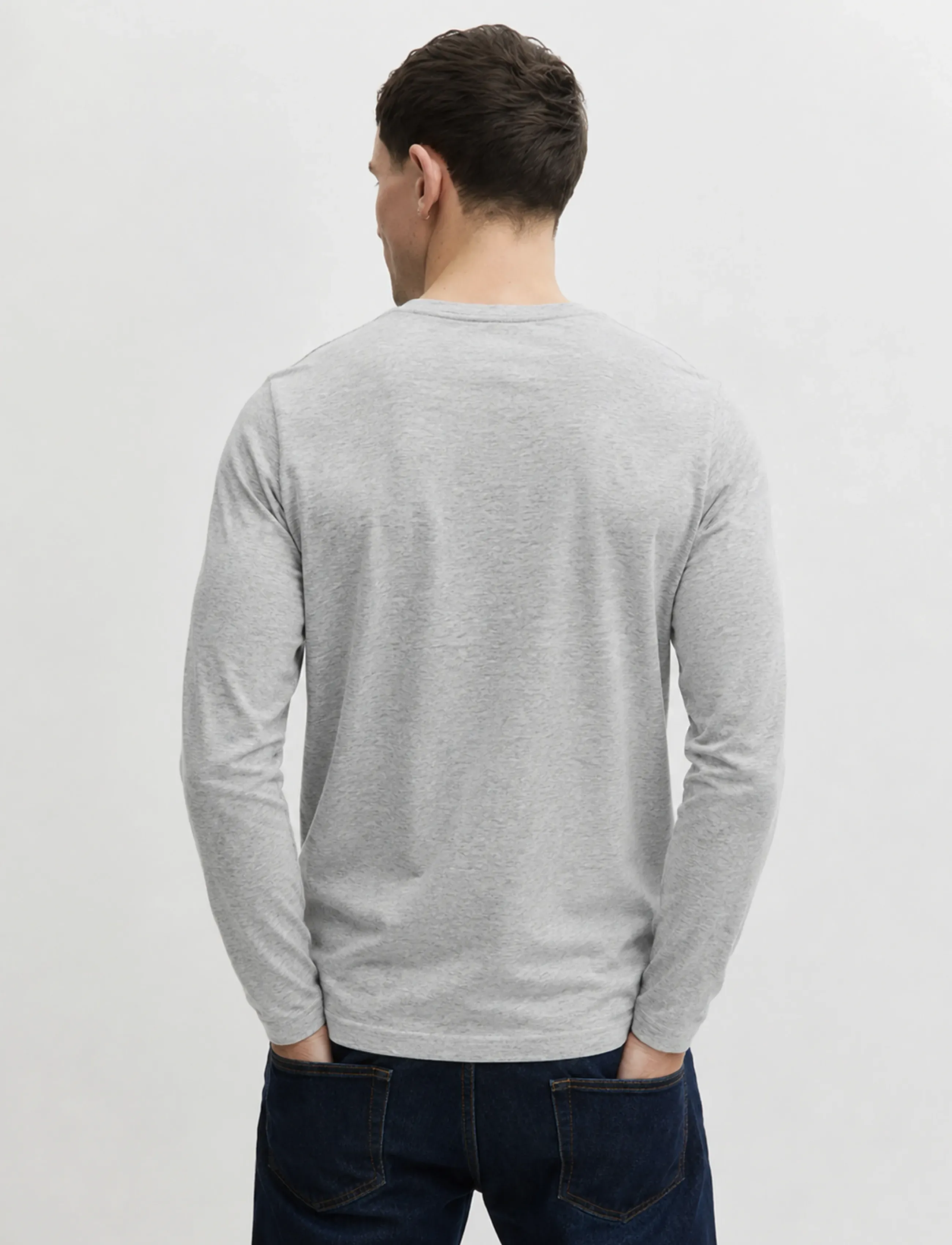 Enkel Studio - Basic o-neck tee L/S - die niedrigsten preise - grey mel - 3