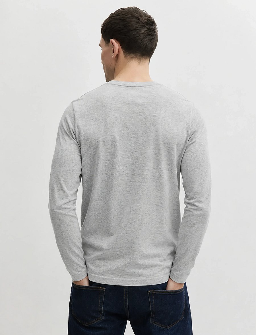 Enkel Studio - Basic o-neck tee L/S - langärmelig - grey mel - 3