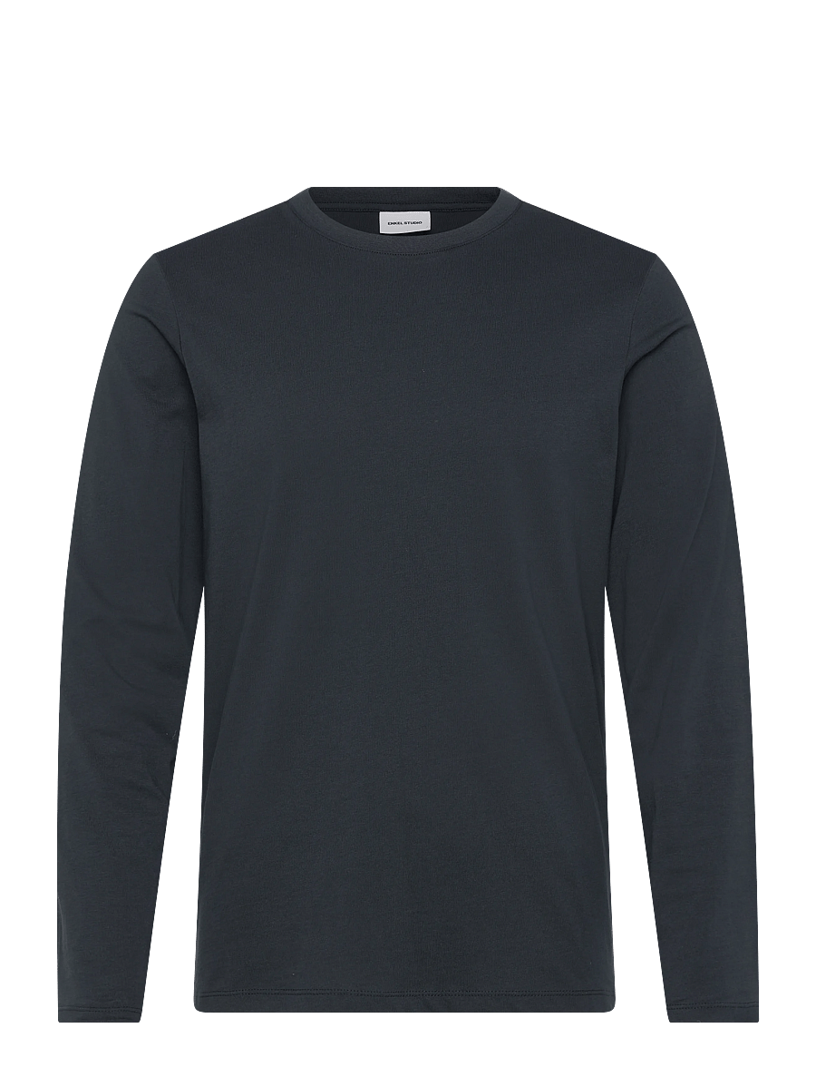 Enkel Studio - Basic o-neck tee L/S - long-sleeved t-shirts - navy - 1