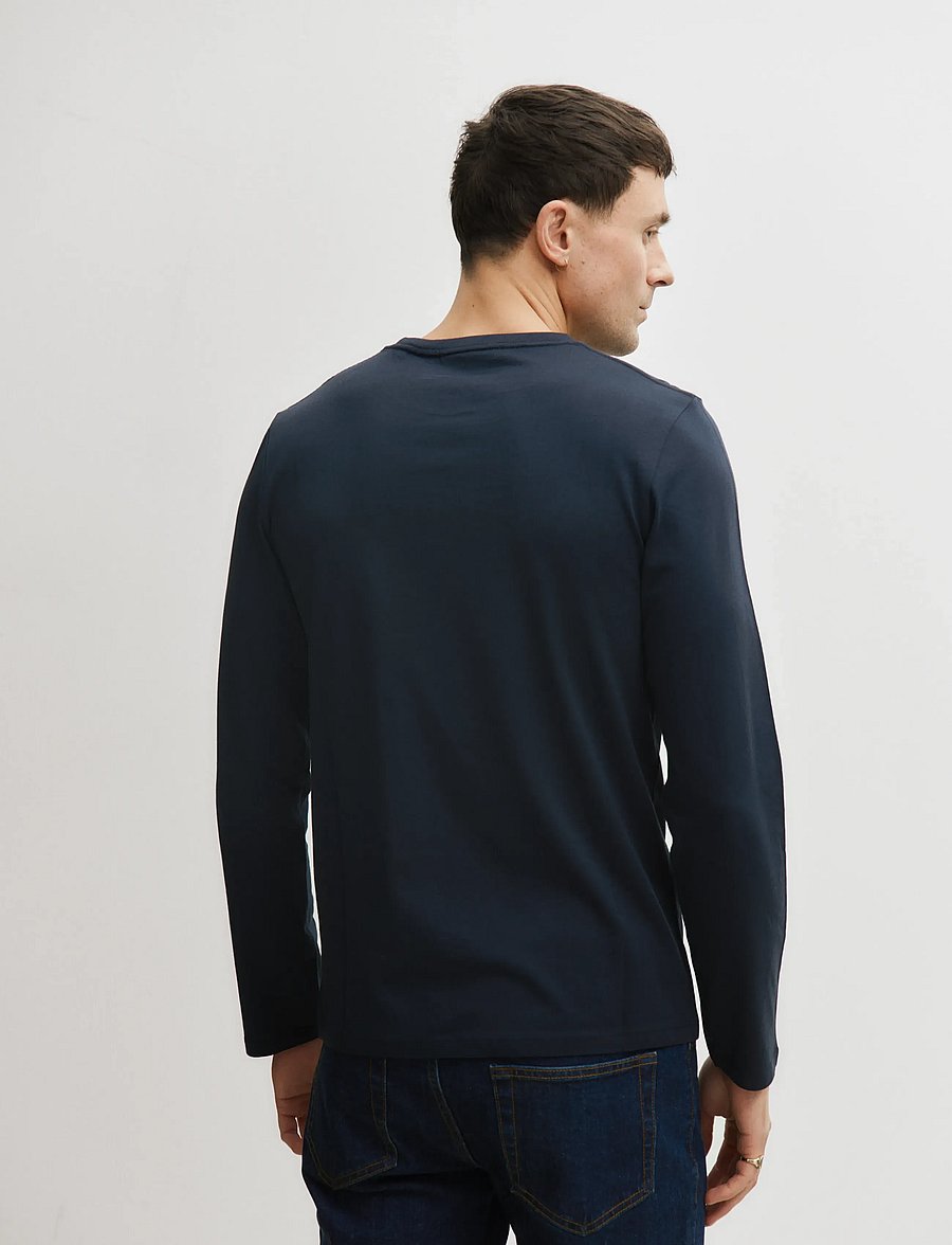 Enkel Studio - Basic o-neck tee L/S - long-sleeved t-shirts - navy - 3