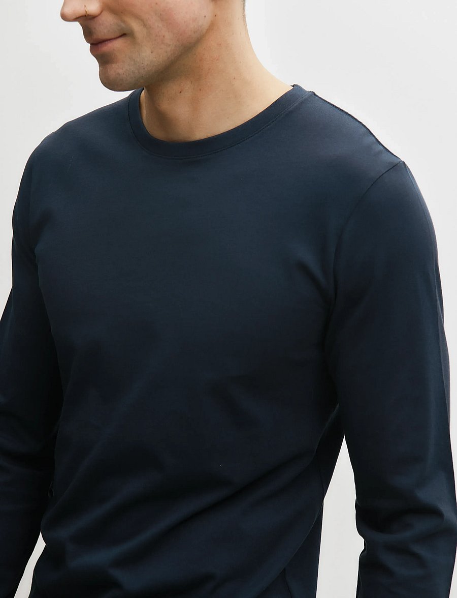 Enkel Studio - Basic o-neck tee L/S - long-sleeved t-shirts - navy - 4