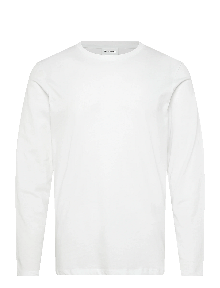 Enkel Studio - Basic o-neck tee L/S - long-sleeved t-shirts - white - 1